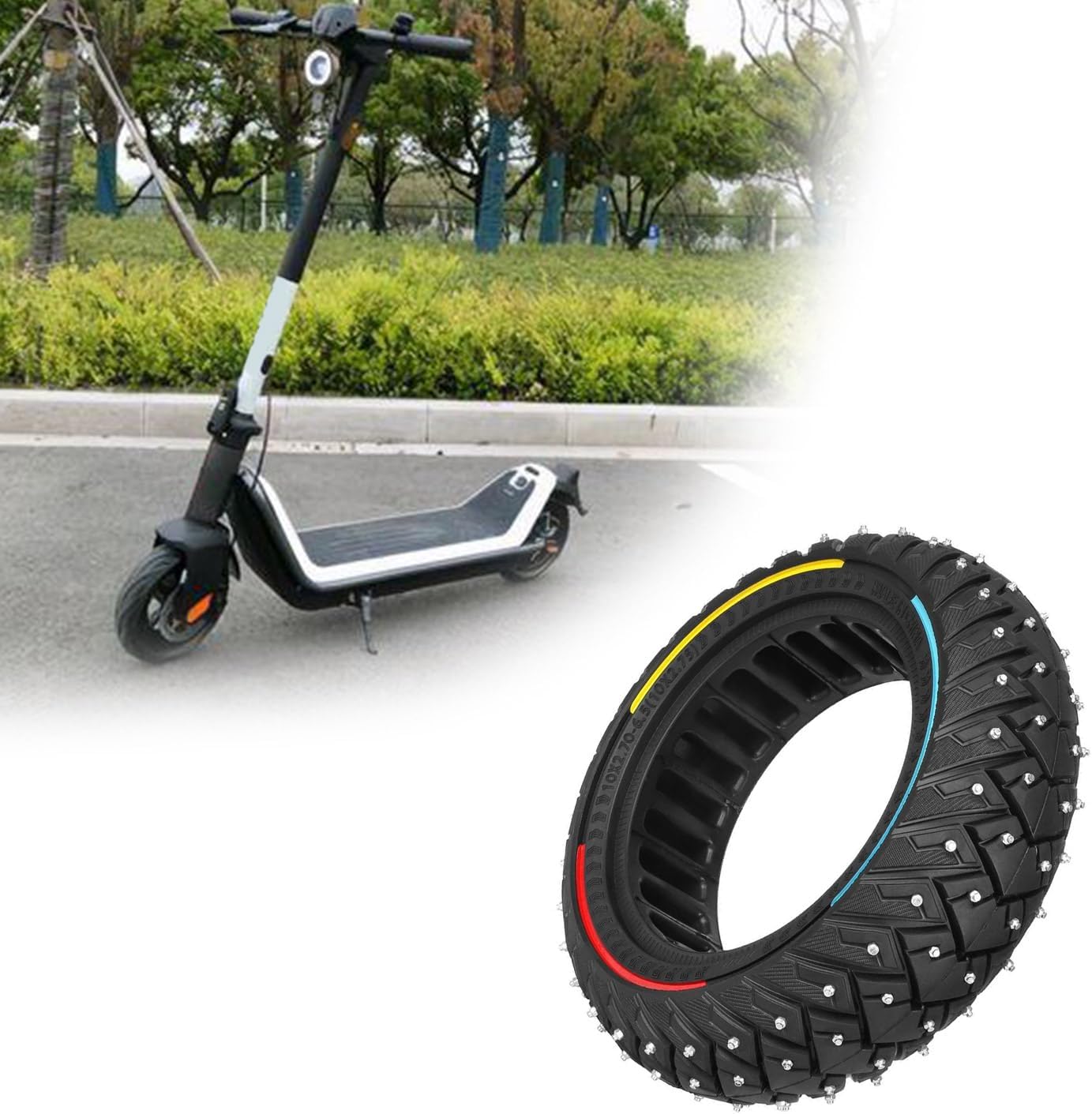 10Inch Electric Scooter Wheel Replacement Accessory For Scooter Snow Electric Scooter Solid Tire With Antislip Screws