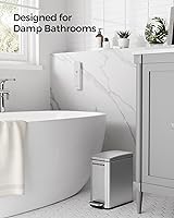 Vista 3 de SONGMICS Bathroom Trash Can, 1.3 Gallon (5 L) Small Trash Bin with Lid, Slim for Small Spaces, Stainless Steel Garbage Can, Soft Close, Silver Plata