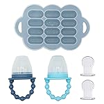 WeeSprout Baby Food Feeder Set - 2 Silicone Feeders & Reusable Freezer Tray with Lid - BPA-Free Fresh Fruit & Veggie Pacifier for Babies & Toddlers - Double as Teething Toys - Dishwasher Safe