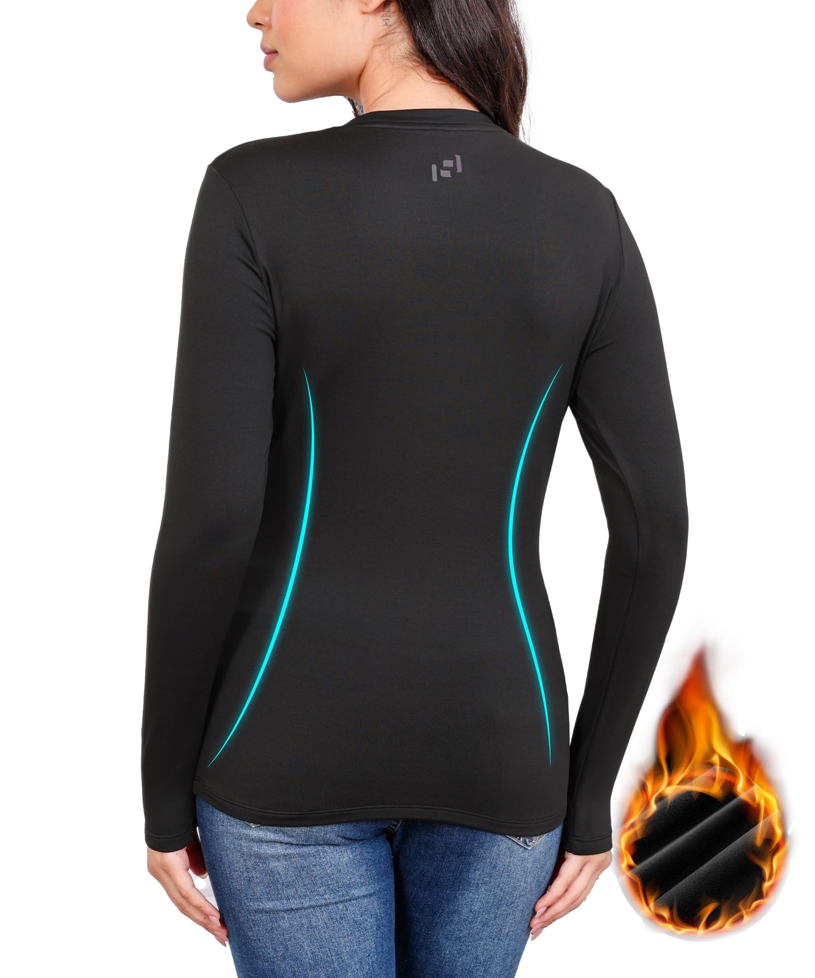 HUGE SPORTS Camiseta térmica para mujer – Manga larga transpirable, ropa interior técnica para esquí/senderismo, Quick-Dry, otoño-invierno