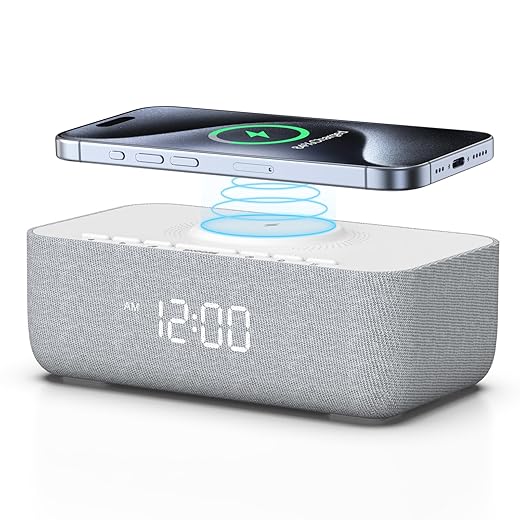 REACHER 15 W Fast Wireless Charging Alarm Clock with White Noise Machine │ 20 High Fidelity Sleep
