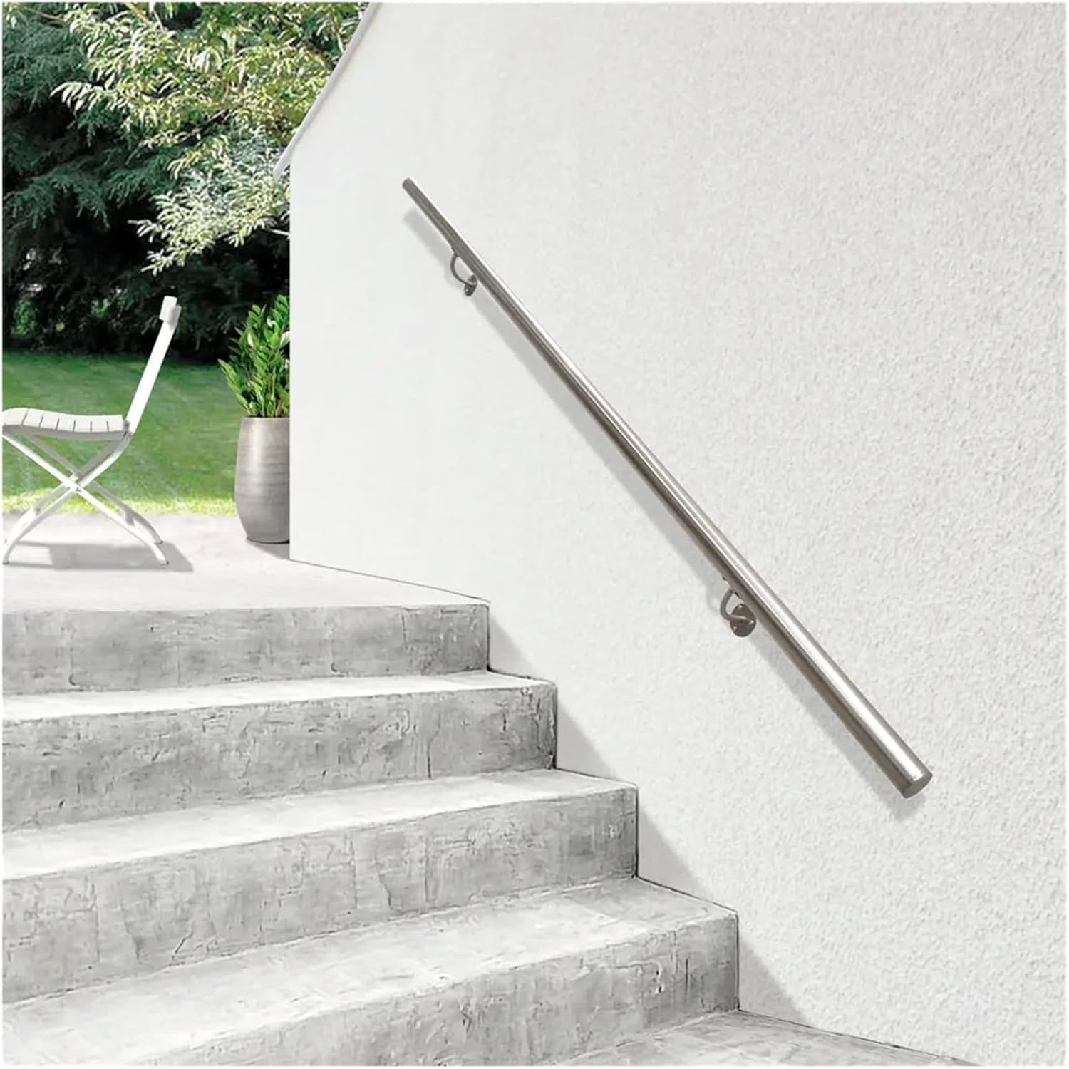 Balustrades Stainless Steel Handrail Outdoor Wall Mount Railing Kit for Stairs and Porch, Wall Mounted Stair Railing(2.5ft/80cm)