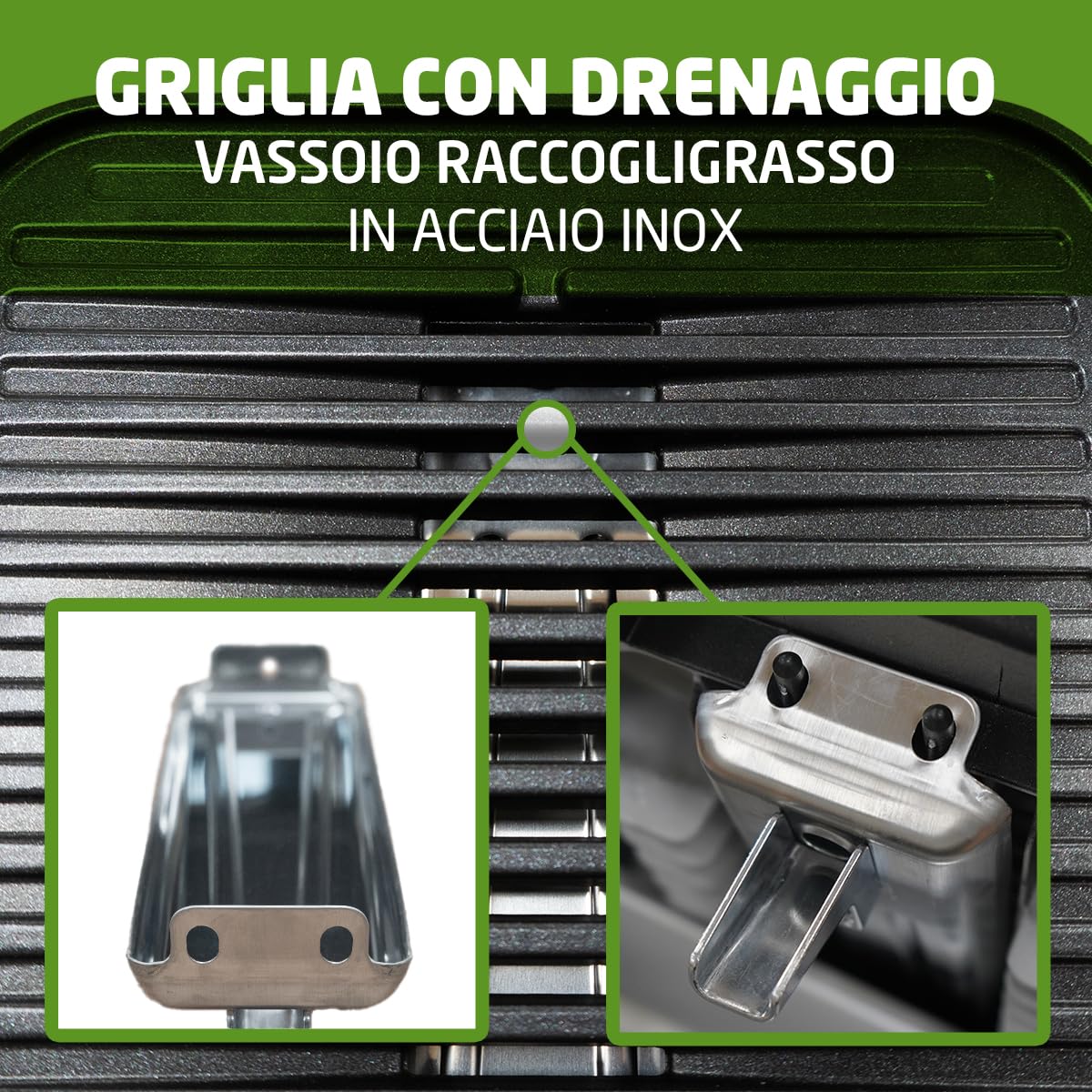 Amig - Cucina a gas da campeggio BBQK01- Kit fornello grill portatile - Griglia in alluminio pressofuso + piastra con coperchio di cottura - Vaschetta raccogli grasso - 1,8 kW - Cartucce B-250