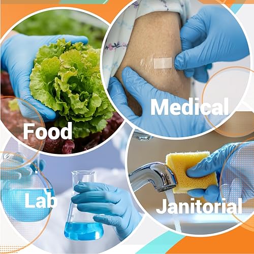 Miniatura 9 de ASAP Guantes desechables de nitrilo azul, sin látex, 4 mil, sin polvo, aptos para alimentos, cocina y médico, suministros de limpieza y tatuaje