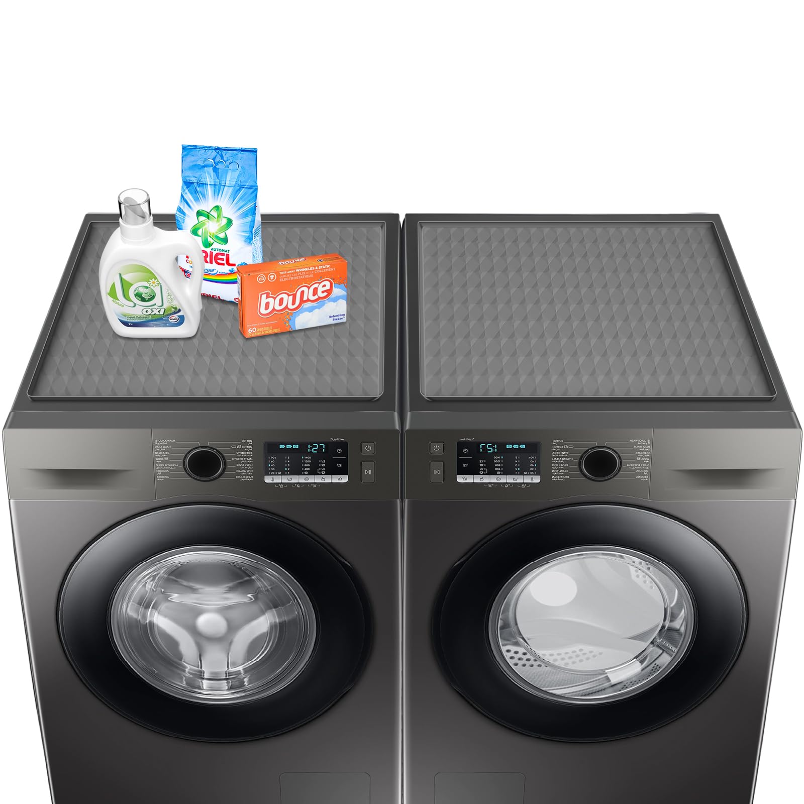 2 Pack Washer and Dryer Covers for the Top, 23.6'' x 19.7'' Silicone Rubber Mat for Laudry Machine & Dryer,Non-slip Heavy Duty Waterproof Washable Top Protector Mat Pad for Laundry & Kitchen