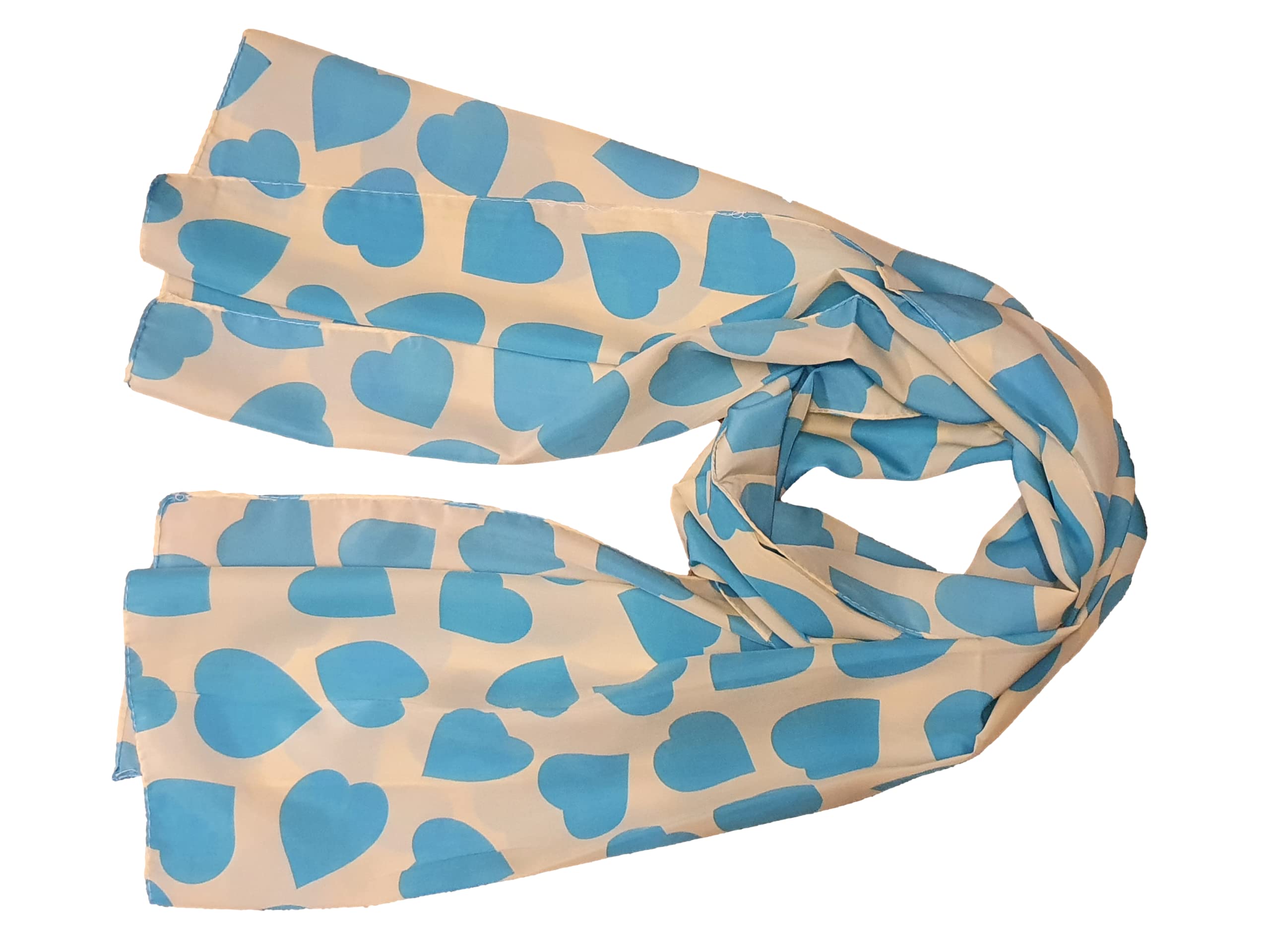 Fat-Catz-Copy-Catz Women's Cream/Blue Hearts With Design Fashion Shawl Scarf Material 160Cm X 48Cm