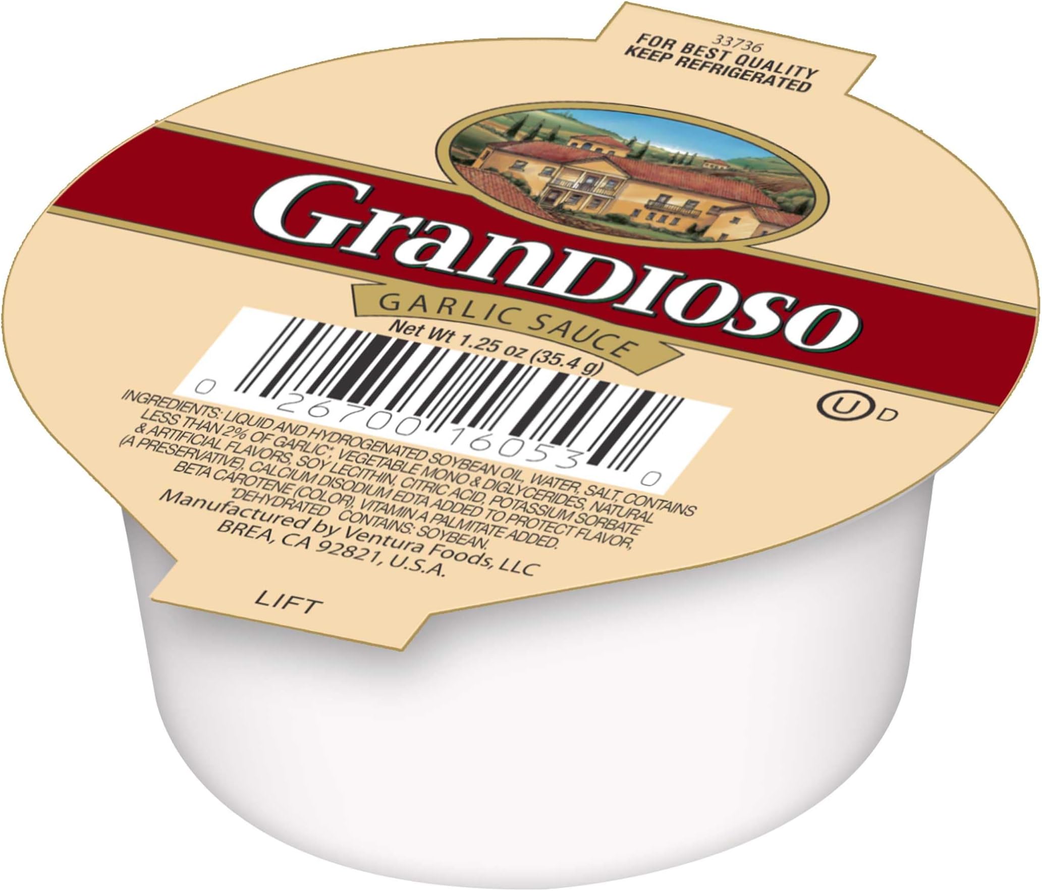 Grandioso Liquid Garlic Sauce, 0.07 Pound Cup -- 128 per case.