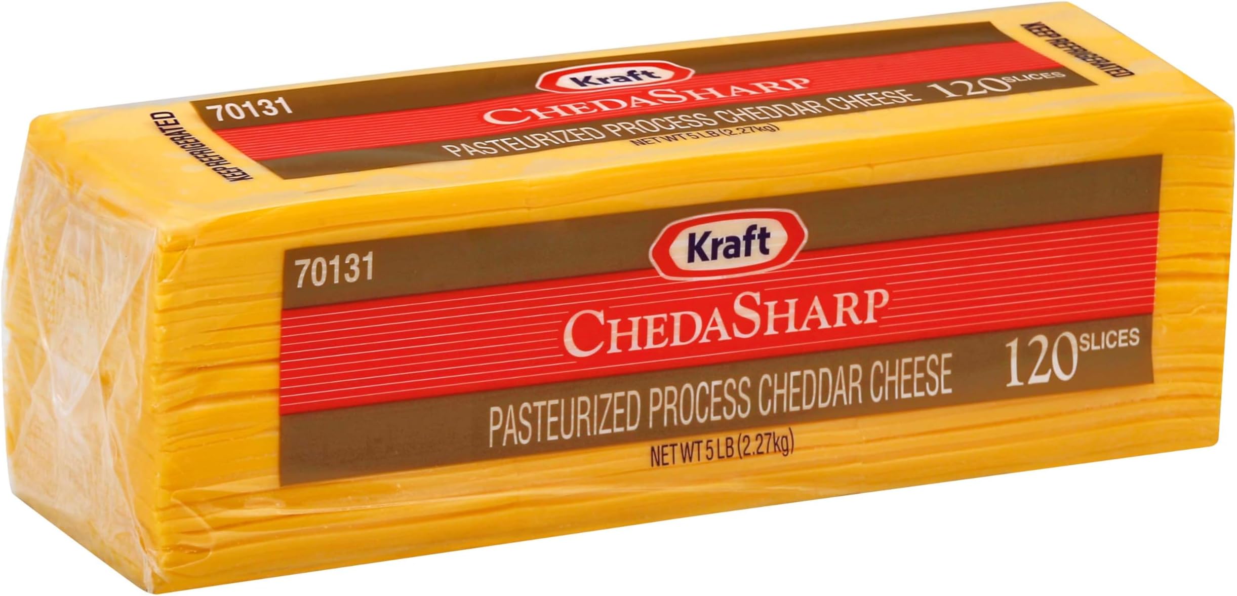 Kraft Regular Sharp Cheddar Sliced Cheese, 5 Pound -- 4 per case.