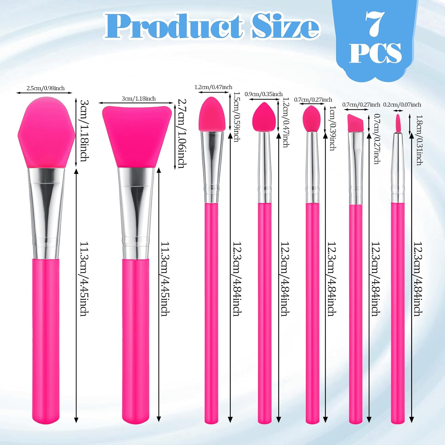 7PCS Silicone Brush Applicator Kit, Resin Brush Applicator UV Resin Brushes Applicators Jelly Brushes Applicators for Cream Makeup Products and Epoxy Art Crafting, Red image 2