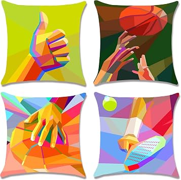 Cushion Covers 45 x 45 cm Pack of 4 Square Throw Pillowcase Sofa Decorative Pillow Covers for Outdoor Garden Chair Living Room Bed with Invisible Zipper Pattern 3