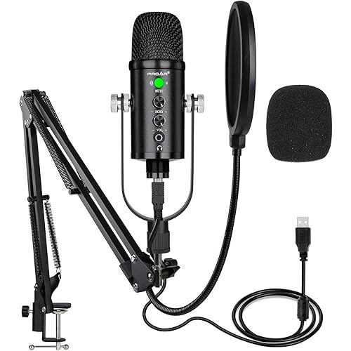 USB Microphone Condenser Computer PC Gaming Mic Podcast Microphone Kit for Streaming,Recording,Vocals,ASMR,Voice,Cardioid Studio Mic for Phone/Pad/Android/MAC/Laptop/PS4/USB C Phone,YouTube