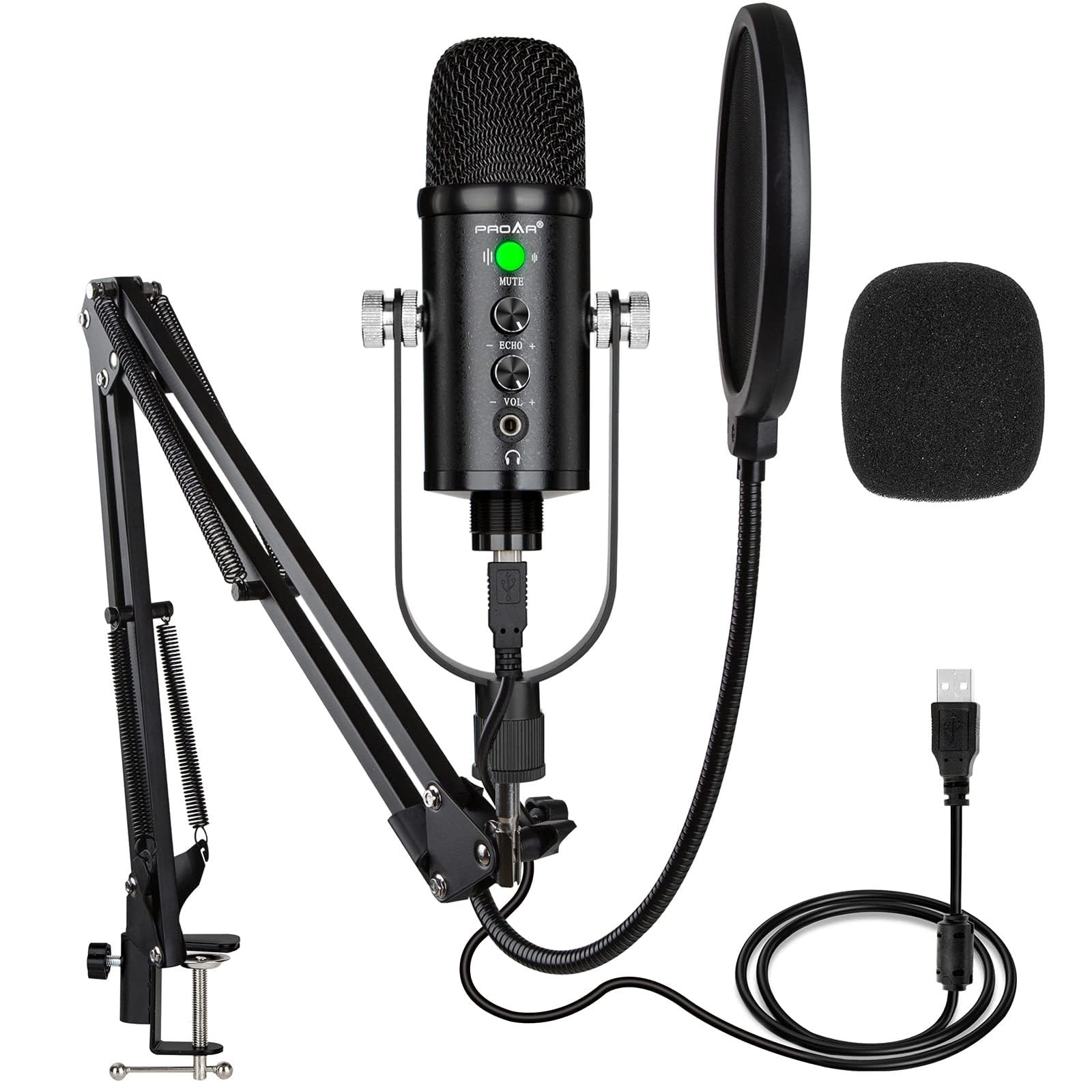 Mikrofon USB kondensator komputerowy PC gamingowy mikrofon podcastowy zestaw mikrofonu do transmisji strumieniowej, nagrywania, wokalu, ASMR, głosu, kardioidalnego mikrofonu studyjnego do iPhone'a, iPada, Androida, MAC, laptopa, PS4, USB C, YouTube