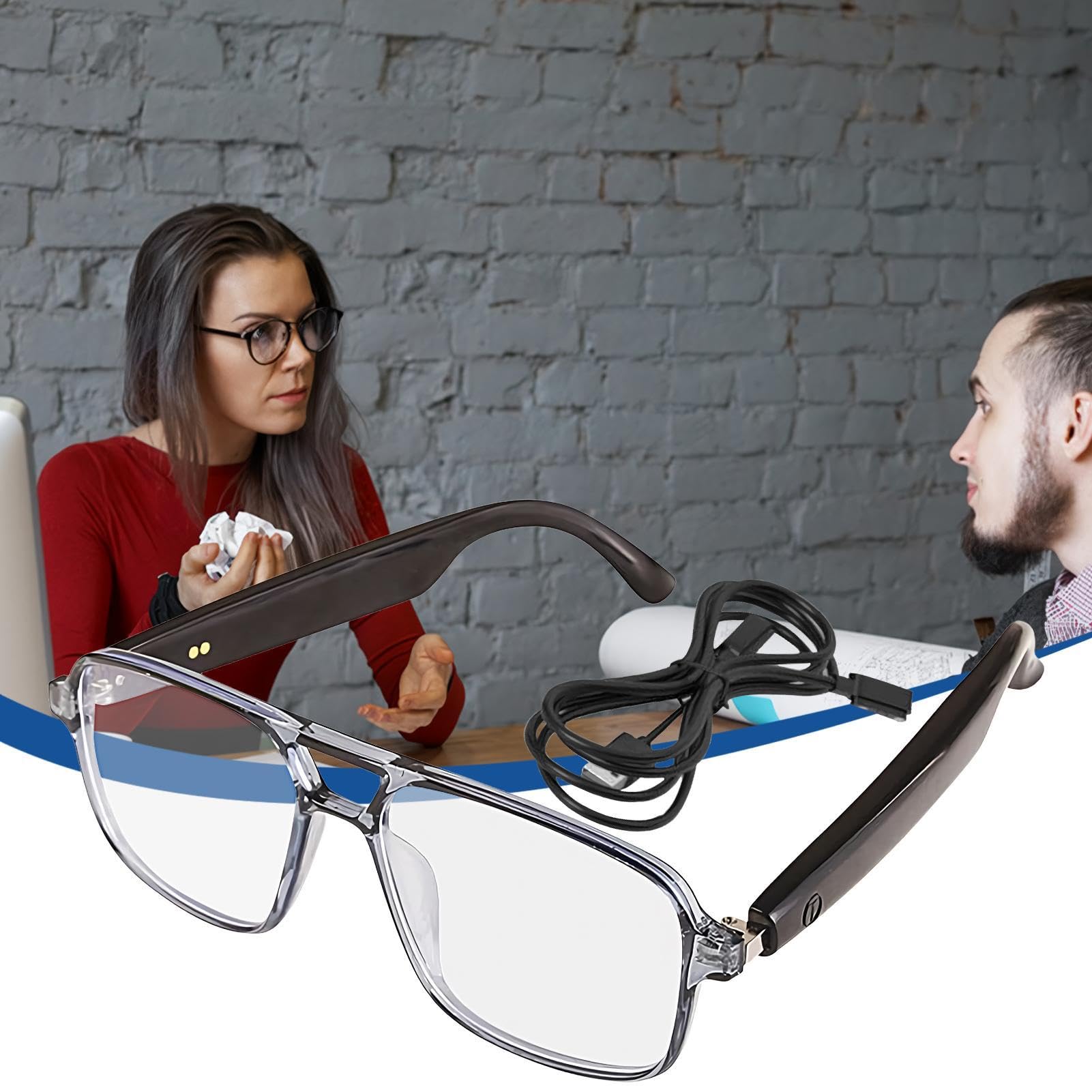 Lunettes intelligentes – Lunettes élégantes alimentées par l'IA pour une connectivité intelligente | 14,5 x 5 cm, monture légère de 40 g avec batterie longue durée de 8 heures, lunettes audio