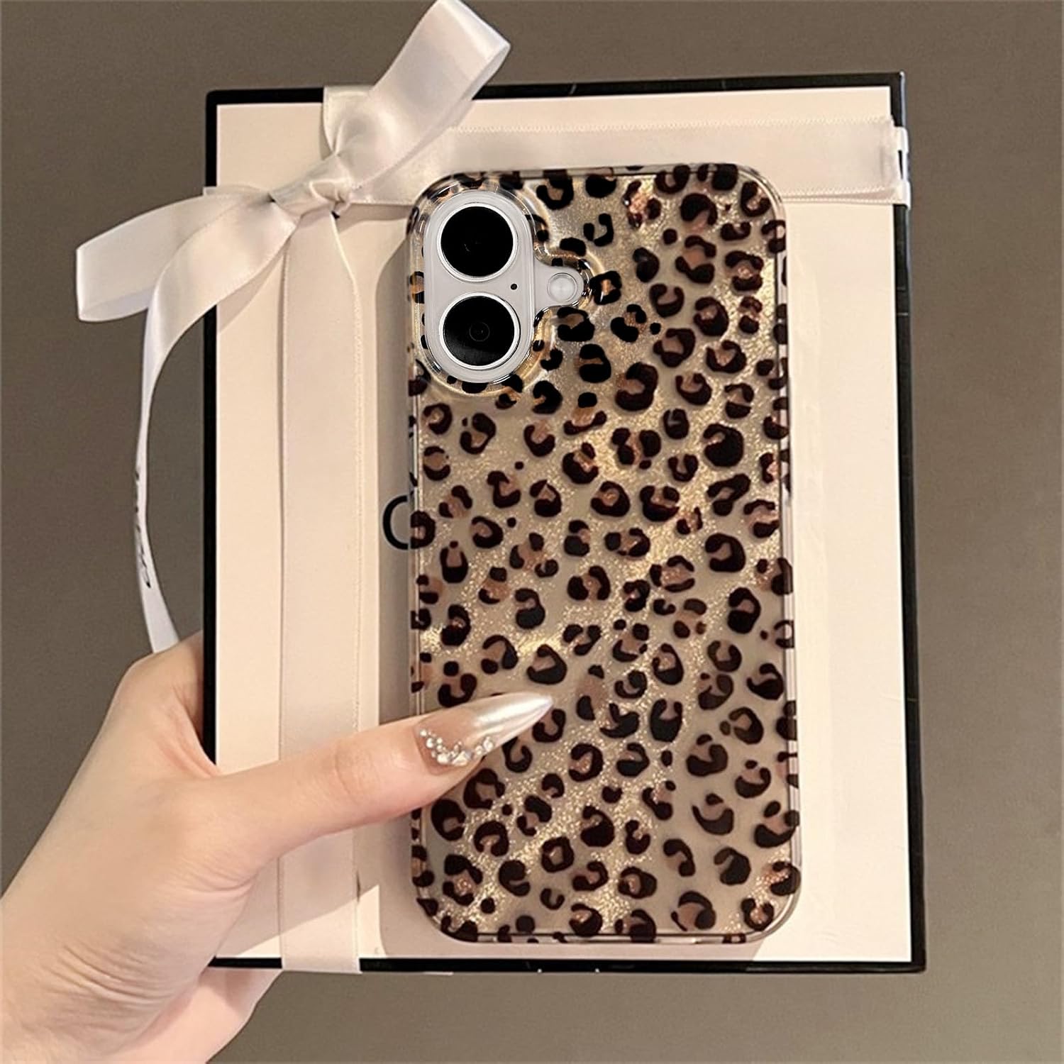 Case for iPhone 16, Cute Cheetah Leopard Print Aesthetic Design with Shockproof Bumper Protection - Gold Leopard