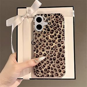 Case for iPhone 16, Cute Cheetah Leopard Print Aesthetic Design with Shockproof Bumper Protection - Gold Leopard