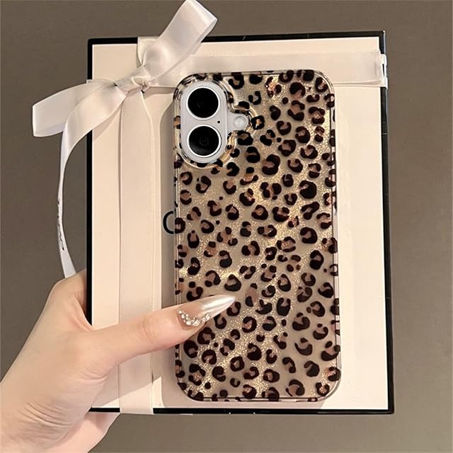 Cas pour iPhone 16, Mignon Cheetah Leopard impression esthétique design avec protection antichoc - Léopard d'or