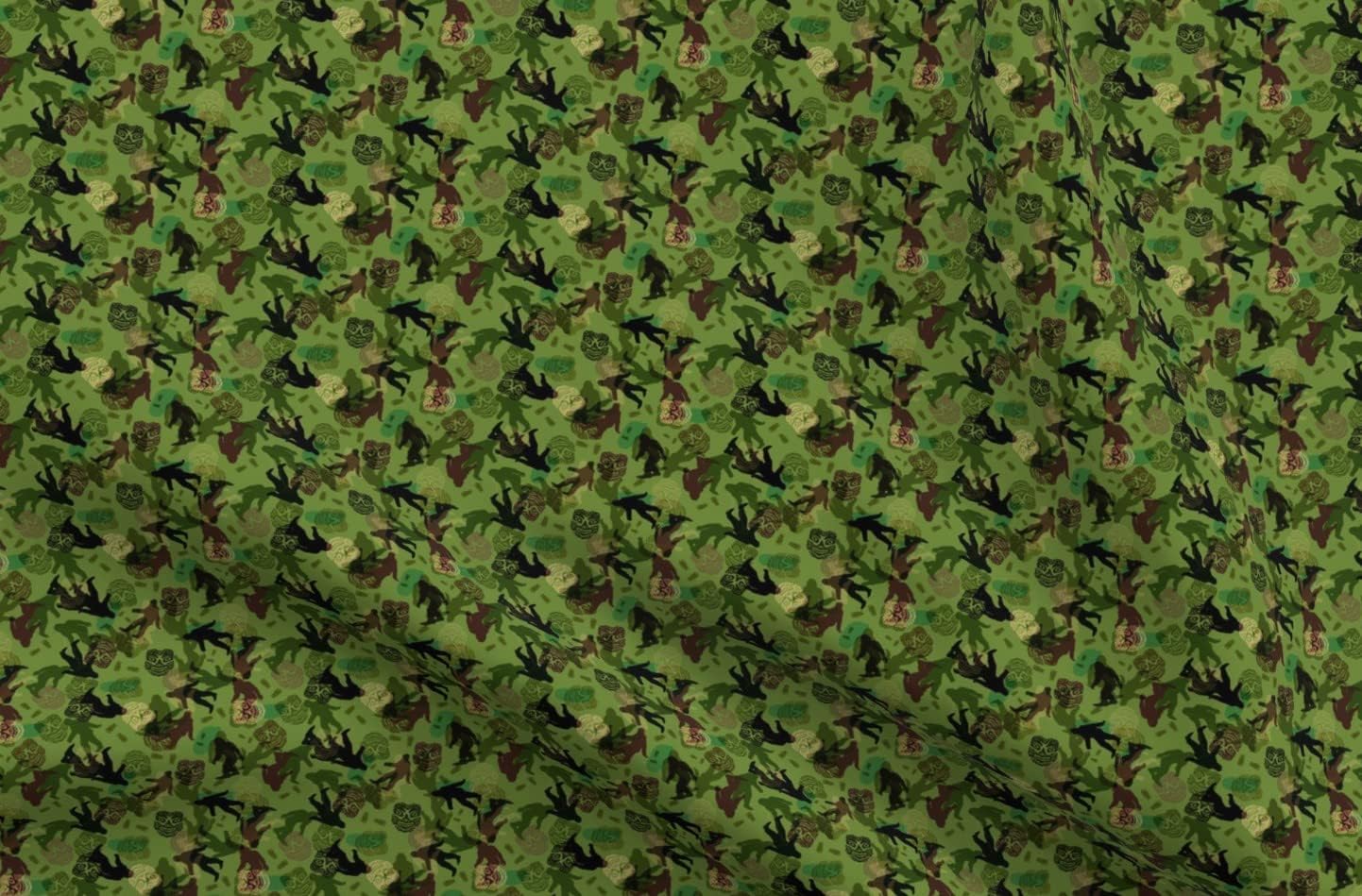 Spoonflower Fabric - Bigfoot Camo Sasquatch Snowman Camoflage Printed on Petal Signature Cotton Fabric by The Yard - Sewing Quilting Apparel Crafts Decor