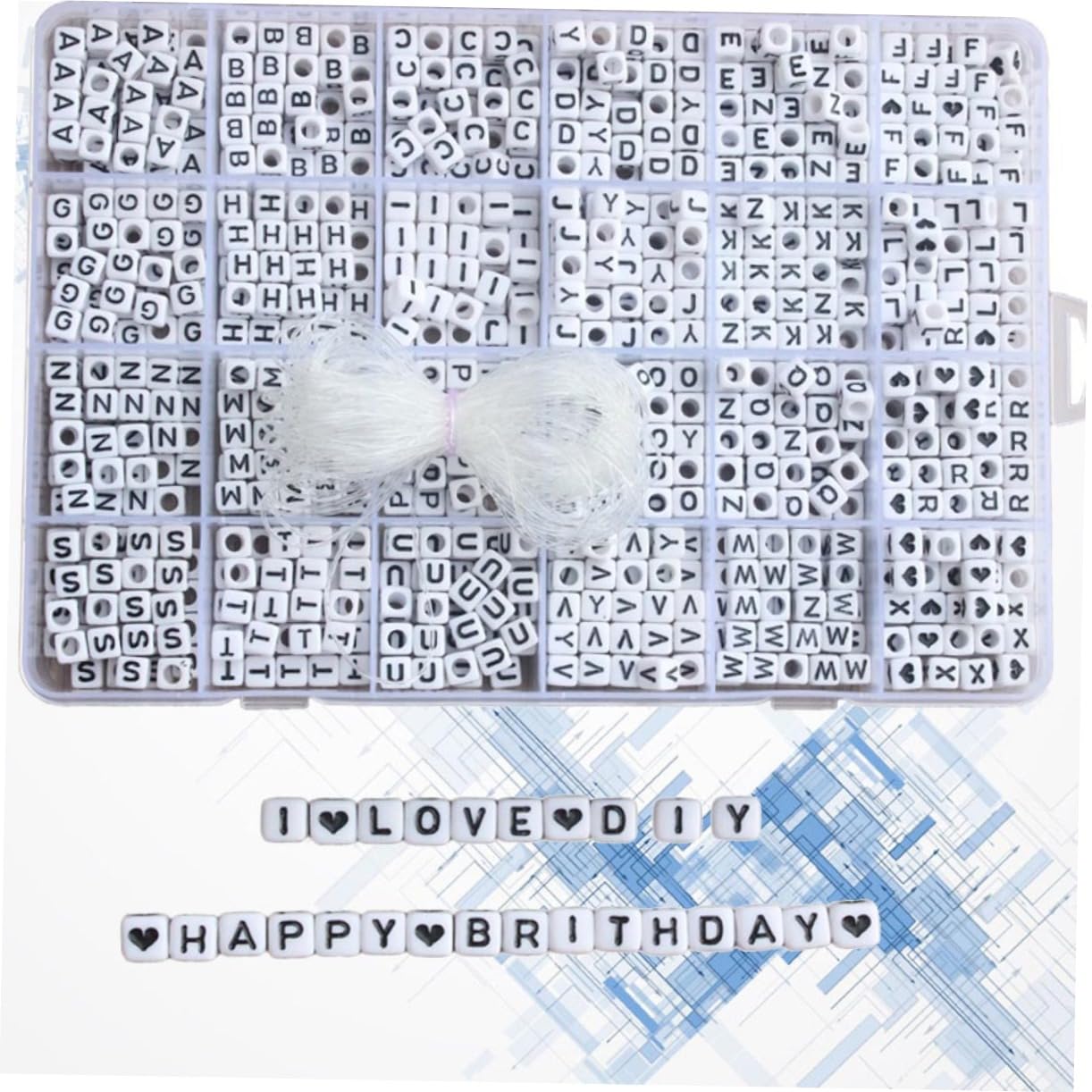 Würfel Alphabetperlen aus Acryl 6mm 1200 Stück für Schmuck