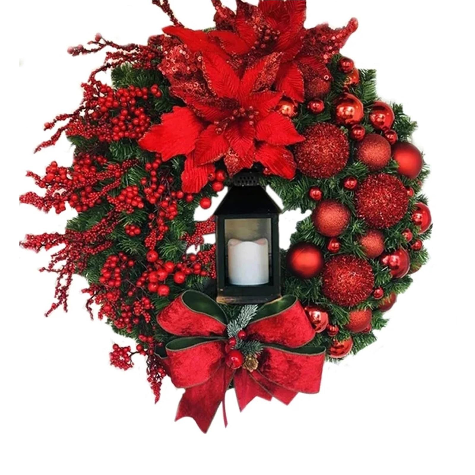 Luysgbxr 25Cm Wreaths Garland Arrangement Ornament Spruce Wreath With Led Light Front Door Home Party Hanging(25Cm)