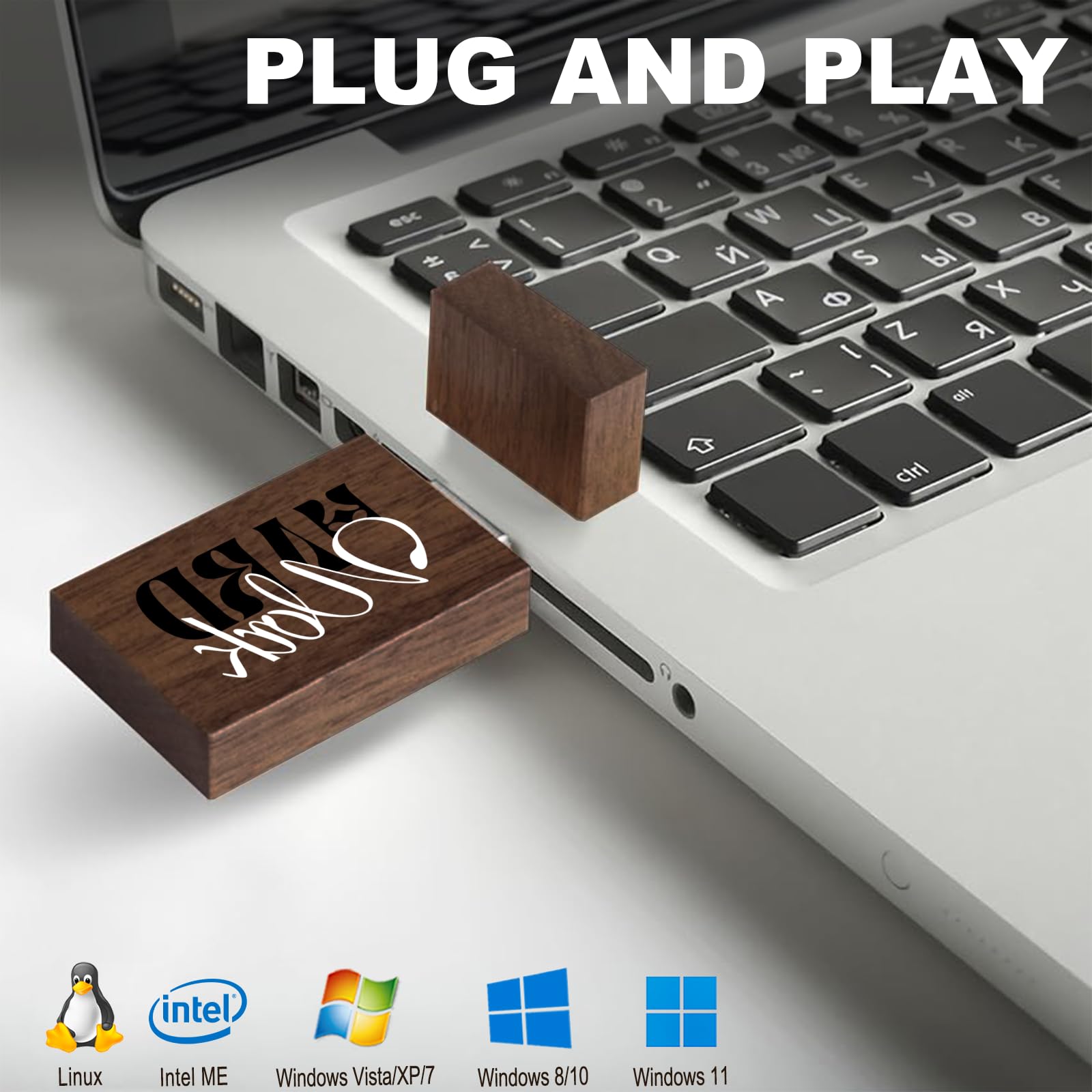 Drewniany niestandardowy pendrive USB, 32 GB, 5–500 sztuk, dodane logo lub tekstowe pendrive'y 32 GB, spersonalizowana pamięć JBOS luzem, na prezent ślubny, przedmioty na wydarzenia (orzech, klon
