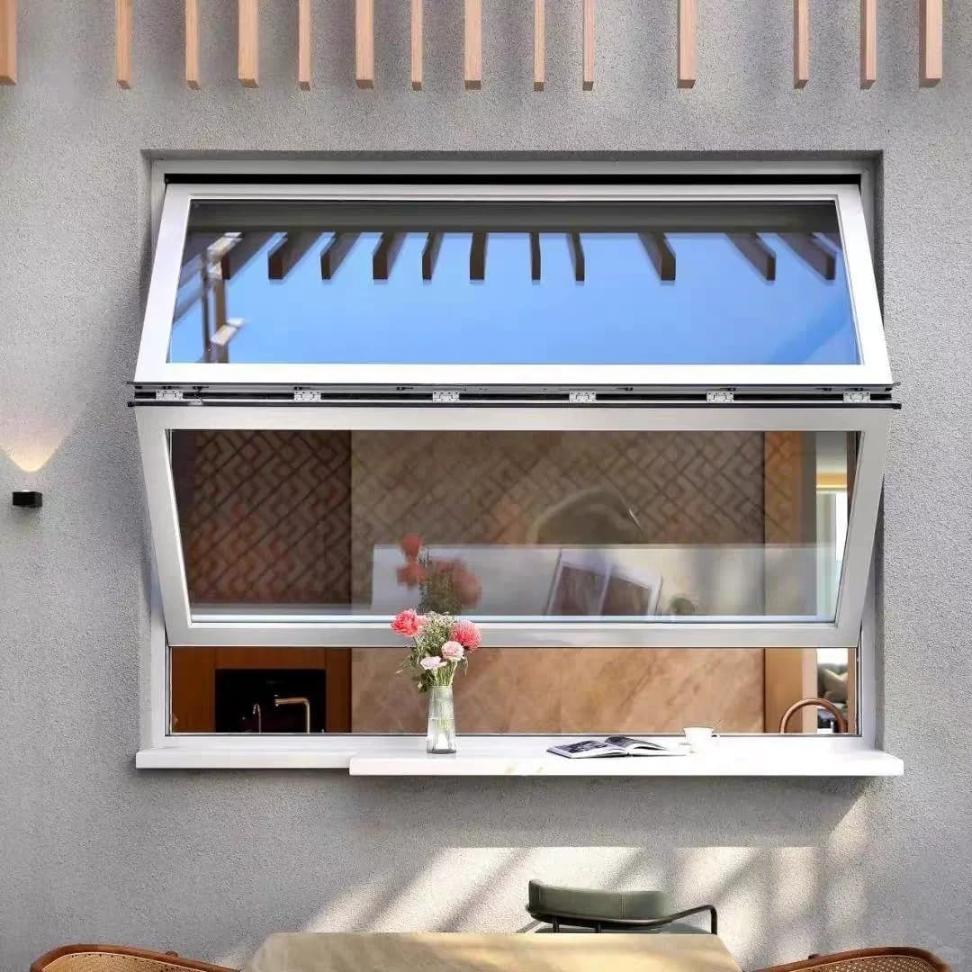 Aluminum Alloy Vertical Folding Sliding Window, 36" x 36" Lift-Up Tempered Glass Concession Serving Window with Free Hover, Replacement Window for Mobile Food Cart, Kitchens, Bar (Black 36.2*36.2in)