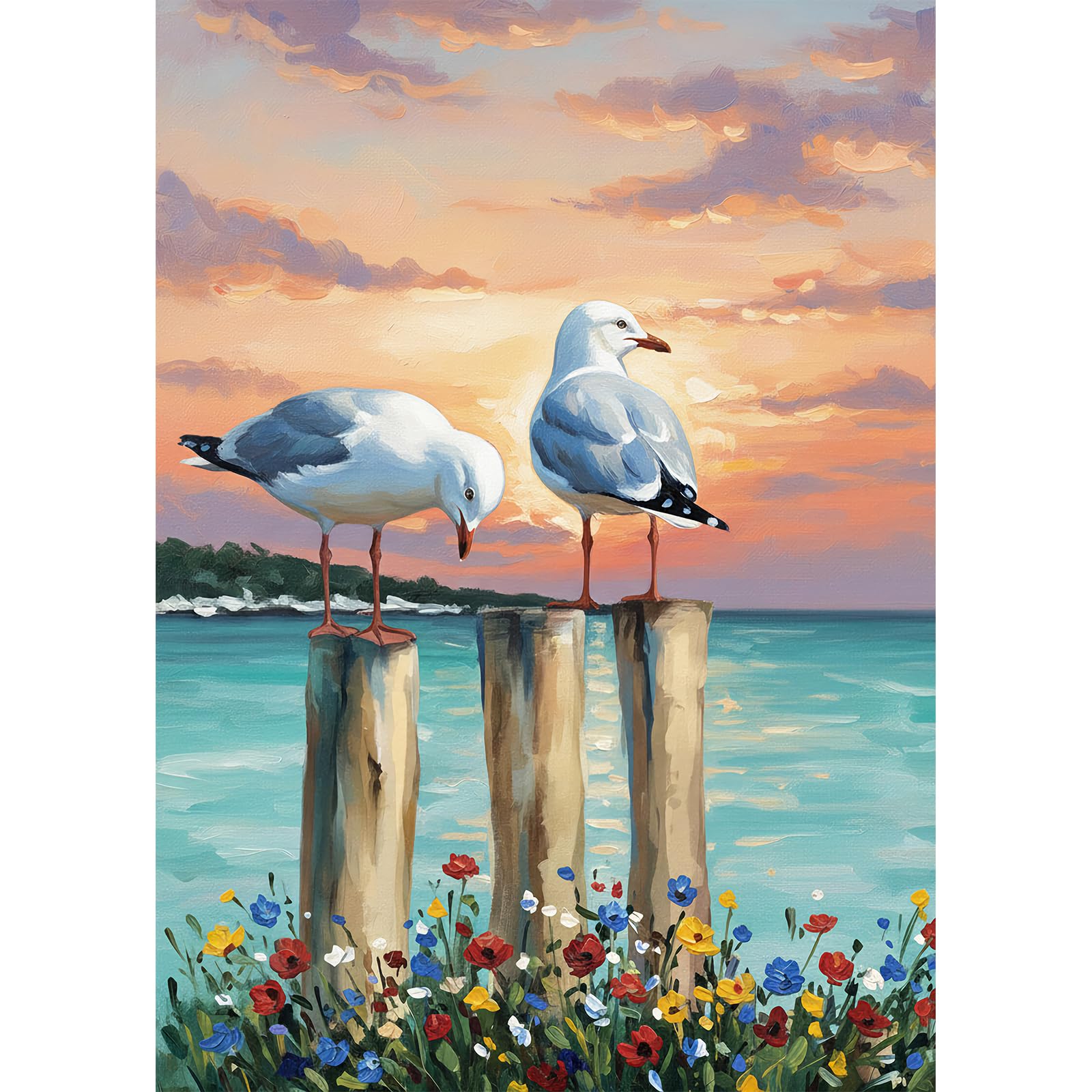 DPIDEA Diamond Painting, Diamant Painting Bilder für Erwachsene Seegolf, 5D Diamant Malerei Runde Steine, 30x40 cm
