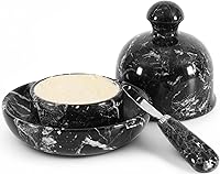 Vista 8 de Radicaln Mantequillera de Mármol con Tapa de 6 Pulgadas Blanca Hecha a Mano Contenedor de Almacenamiento de Mantequilla Mantequillera Ideal