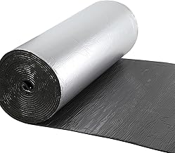 10M x 25CM Self Adhesive Reflective Aluminium Foam Insulation 7mm Thick, Aluminum Bubble Heat Thermal Reflector Panels, Foil Insulation Roll for Floors, Roofs, Garage Doors and Camper Vans