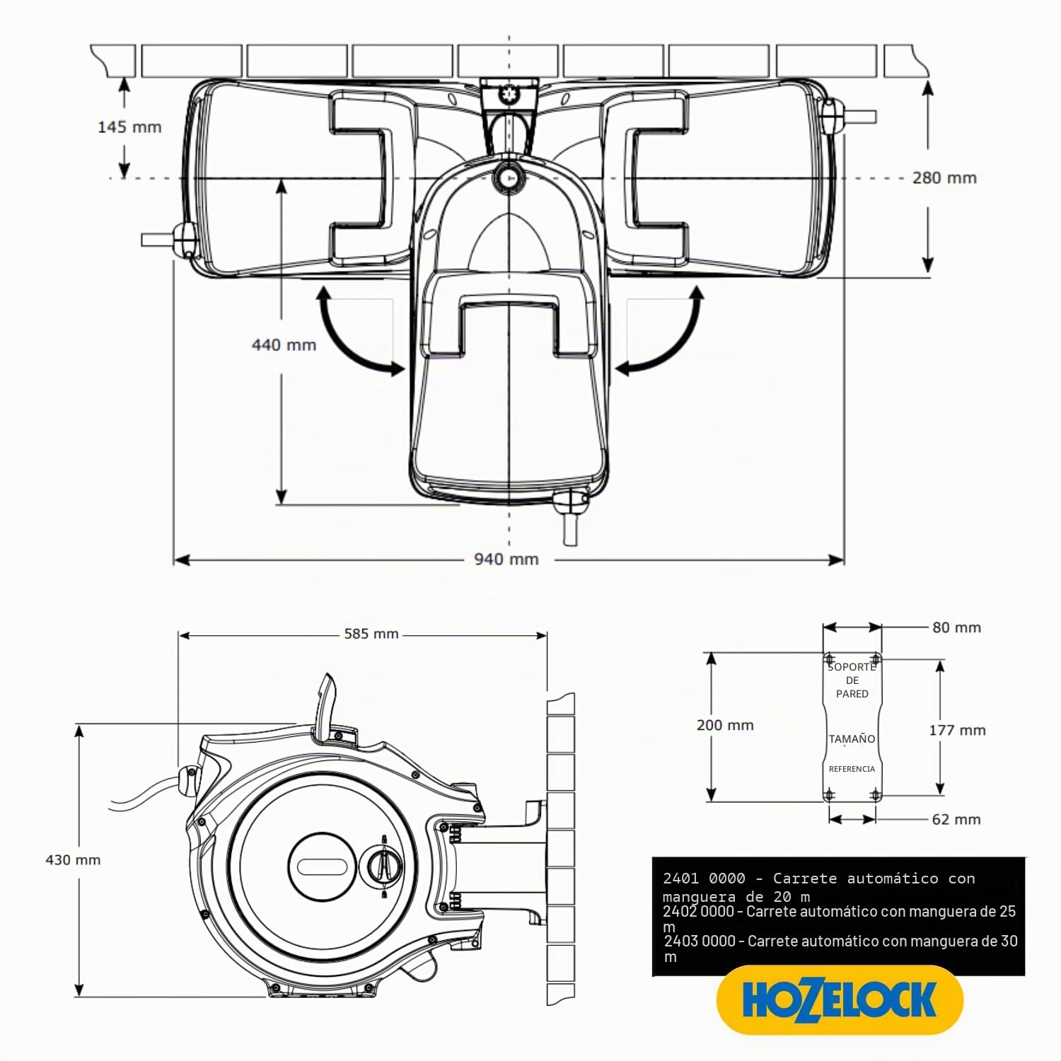 Hozelock 30 m AutoReel Manguera, Standard, 2403 0000