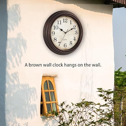 Miniatura 6 de HYLANDA Reloj de pared, 12 pulgadas, silencioso, sin tictac, funciona con pilas, decorativo para sala de estar, dormitorio, cocina (bronce)