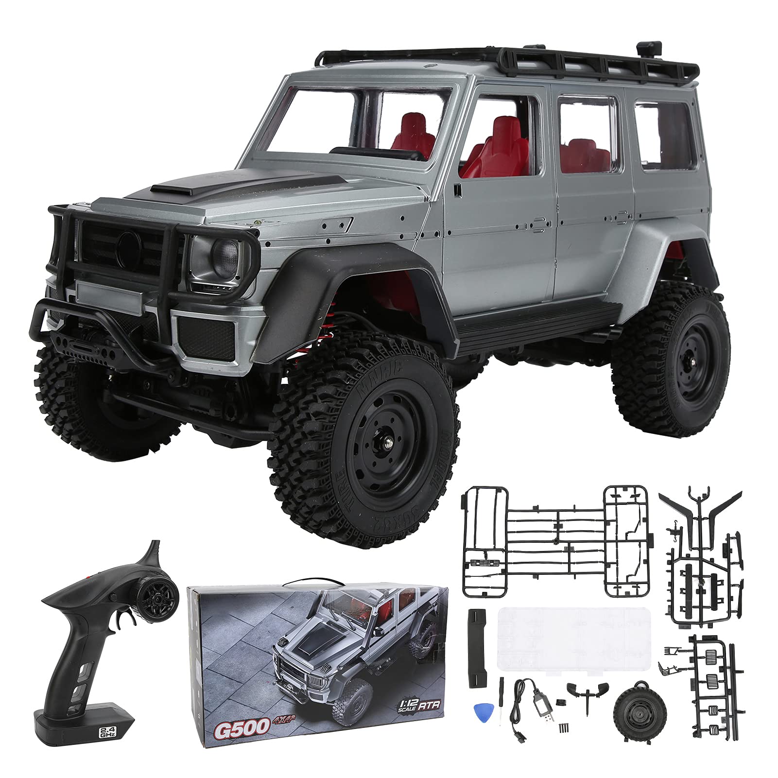 MN86 1:12 Auto Telecomandata Giocattolo da Arrampicata in Plastica Durevole per Bambini Divertimento Elettrico Tempo di Gioco 36 X 19 X 19,5 Cm (Argento)