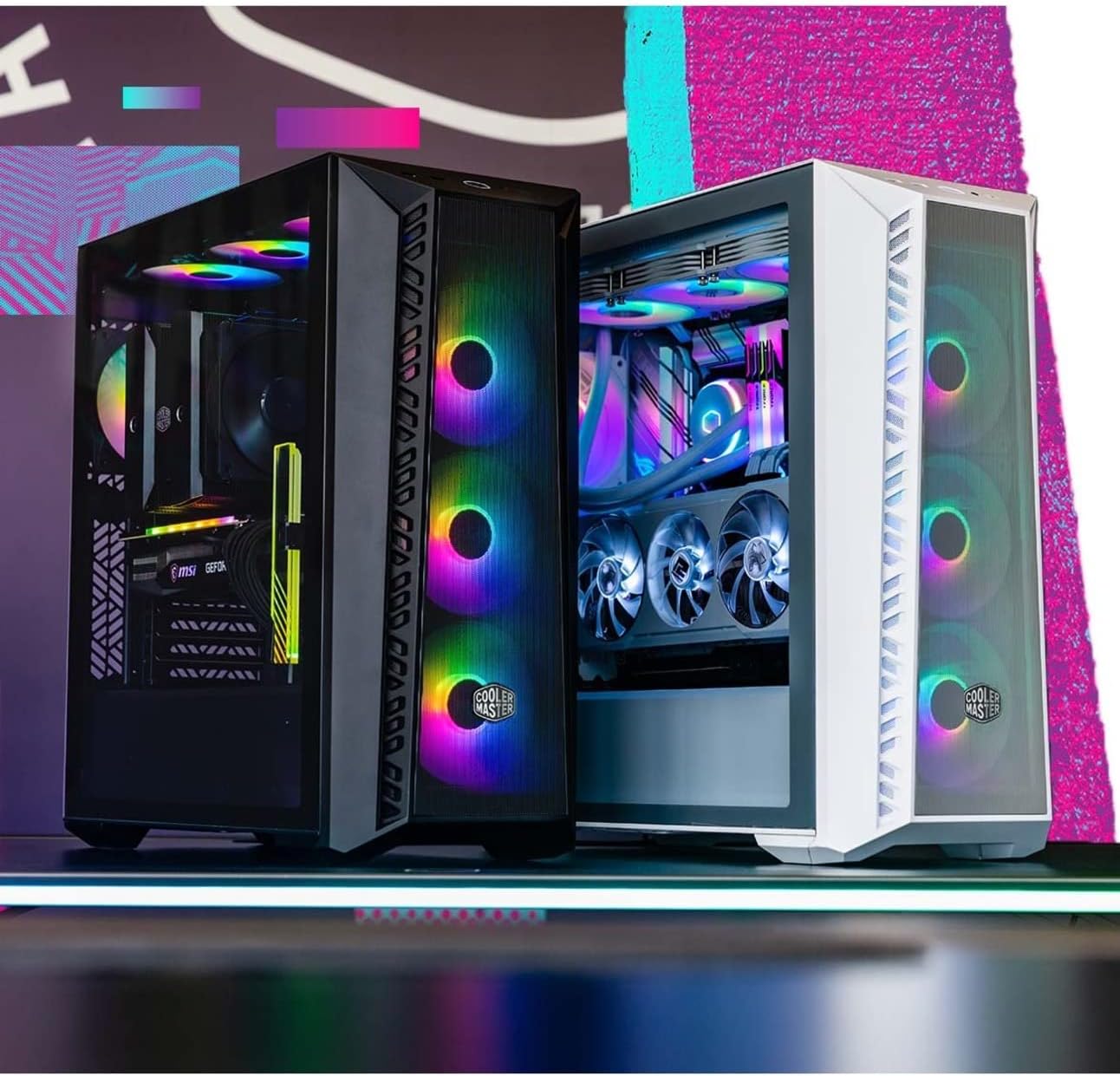 Cooler Master MasterBox 520 Mesh Blackout Airflow ATX Mid-Tower, Mesh Front Panel, Tempered Glass Panel, E-ATX up to 10.7”, Gen2 Type-C, Three CF120 120mm PWM Customizable ARGB Fan (MB520-KGNN-S00)