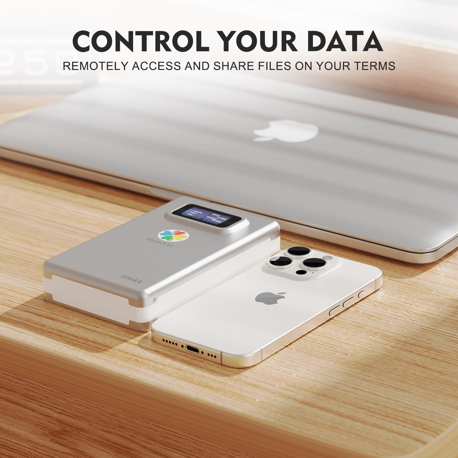 iDiskk NAS Netzwerkspeicher 1TB, Cloud-Speichergerät mit HDD, Fernzugriff, Auto-Backup, Geräteübergreifende Synchronisation