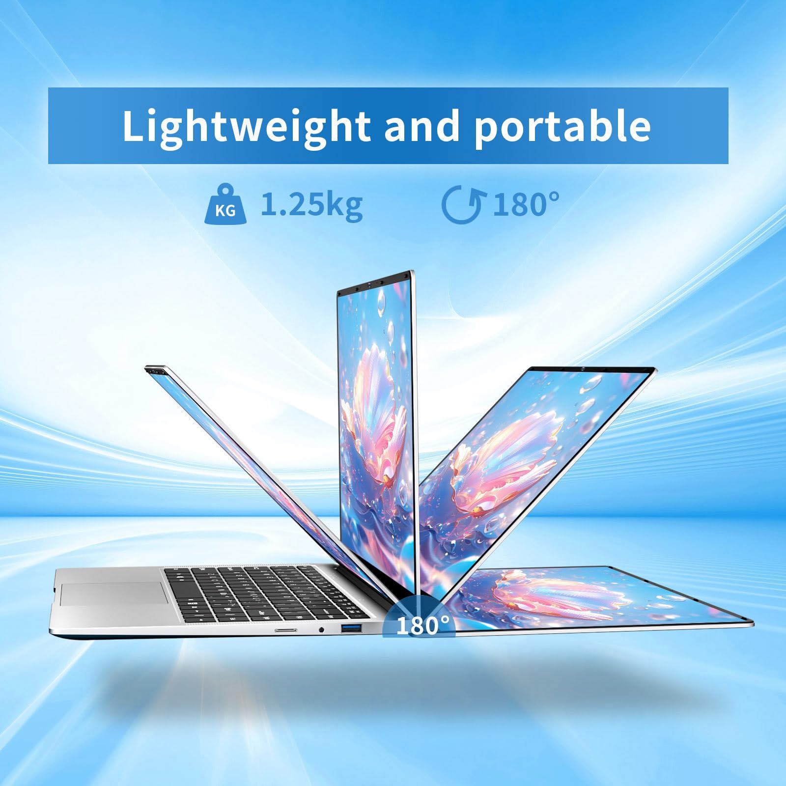 DARYUKUM PC Portatile da 14 pollici, Notebook con processore Win11 Pro Celeron J4125, Laptop 8 GB LPDDR4 256 GB SSD ROM Mini HDMI USB 3.0 2.0 WiFi Bluetooth 5.0 Argento PC sottile e leggero