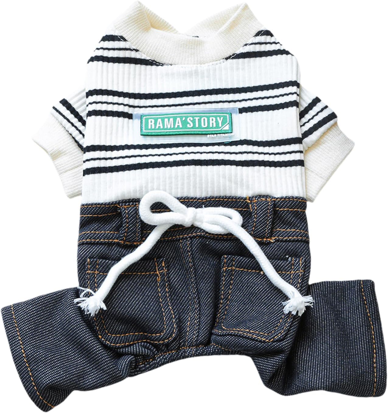 Jumpsuit de Jean para Perro Pequeño con Camisa a Rayas