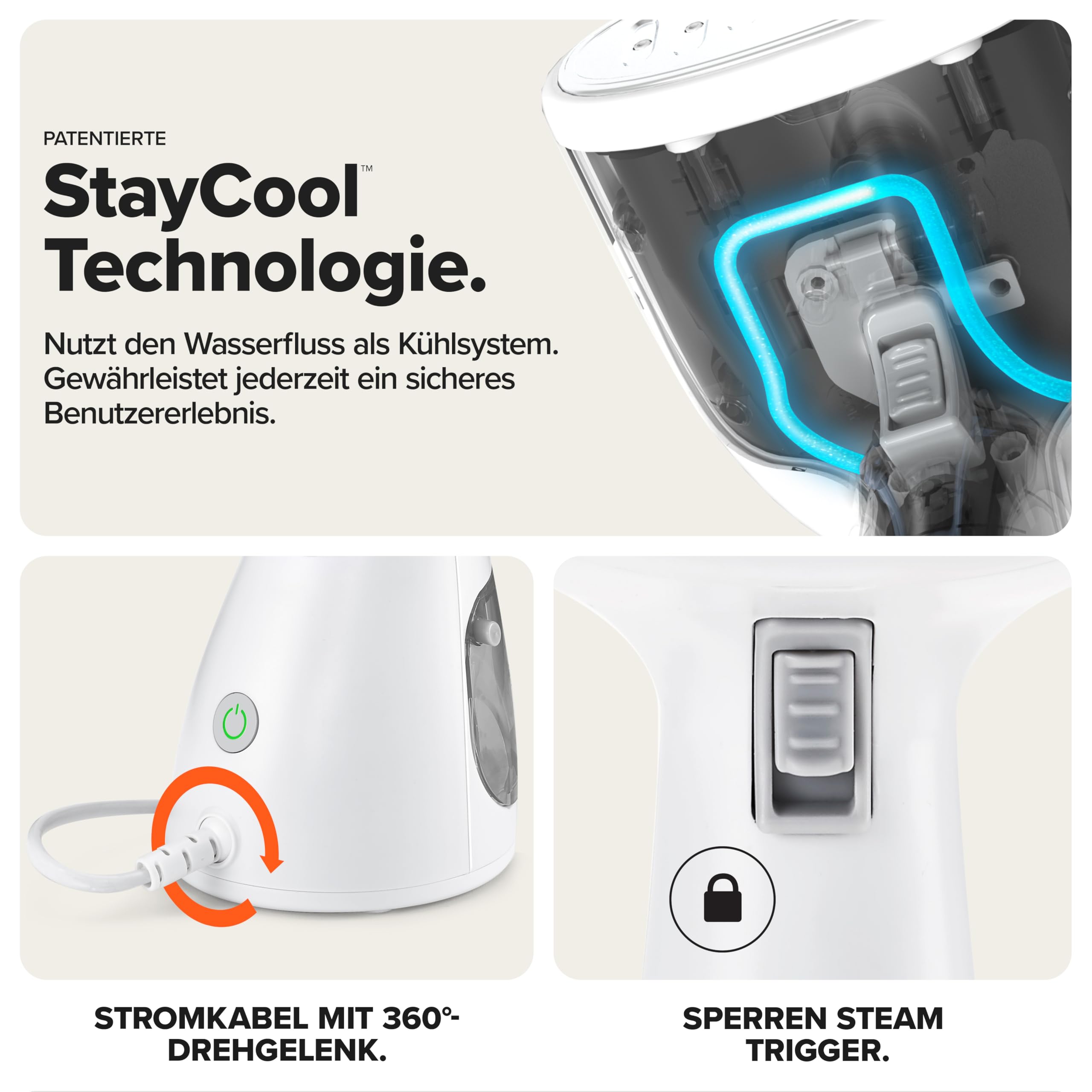 Dupray Voila 3-in-1 Dampfglätter mit Aufsatz, 1200 Watt, Tragbarer Stoff- und Kleidungsdampfer, Reisedampfglätter, Travel Steam Iron, Trockendampf, Schnellaufheizung, Dampfbügeleisen, weiß