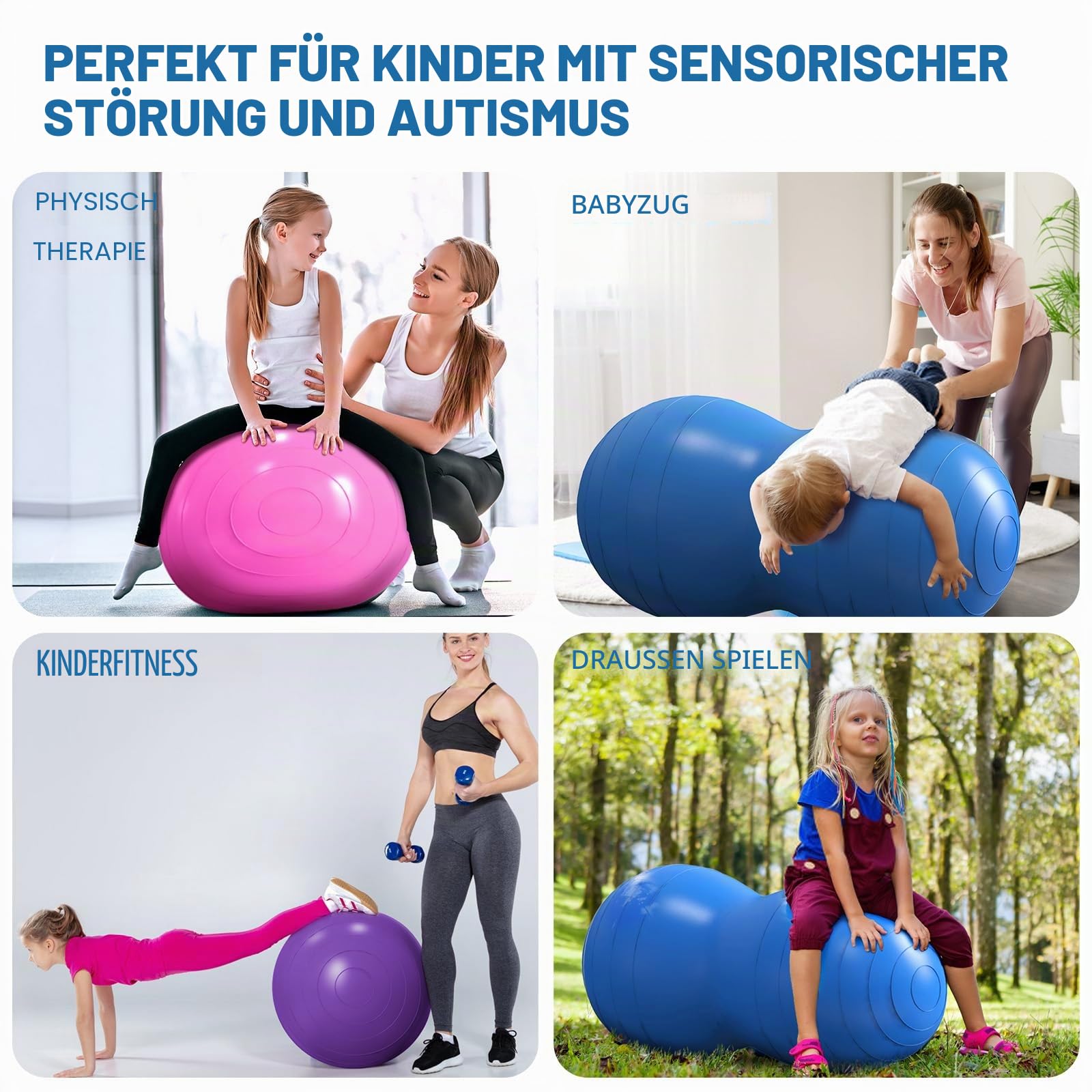 DASKING Yoga Ball Gymnastikball Sitzball und Fitnessball Pilatesball Yoga Erdnussball Peanut Ball 90 x 45 cm