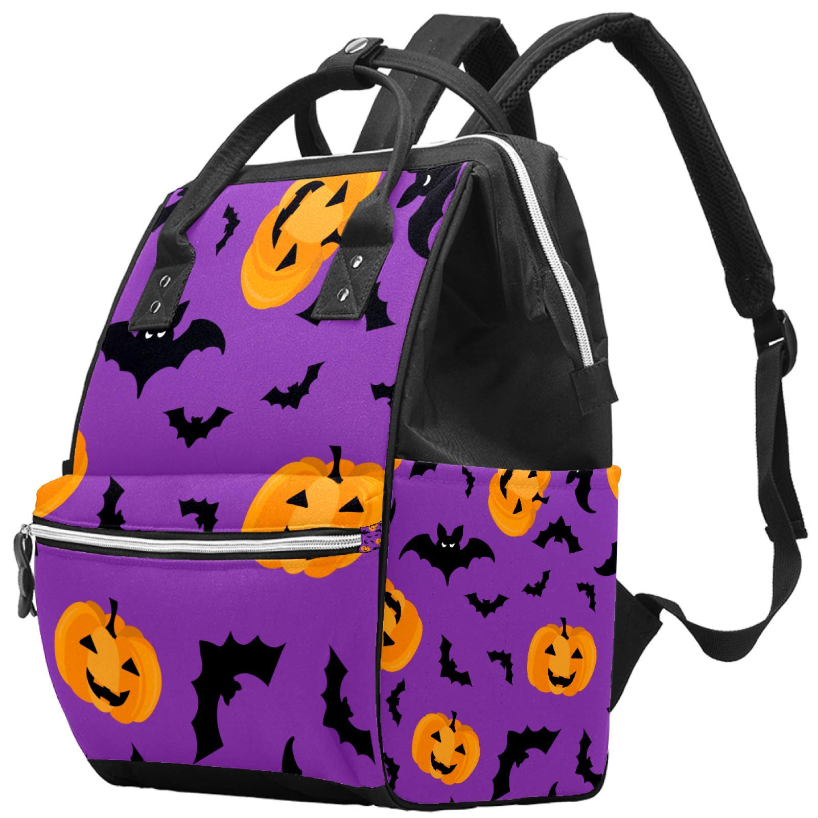 Inhomer Halloween Pumpkin and Spider Diaper Bag Travel Mom Bags Nappy Backpack Large Capacity for Baby Care