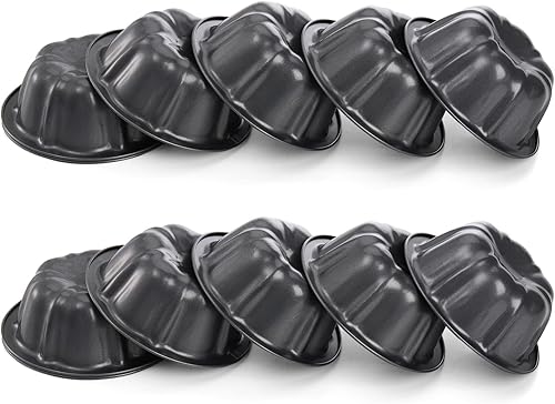 Miniatura 4 de ZENFUN 10 moldes de flan mini moldes para flan, molde estriado de 4 pulgadas antiadherente, moldes de acero al carbono, moldes para tartas, moldes