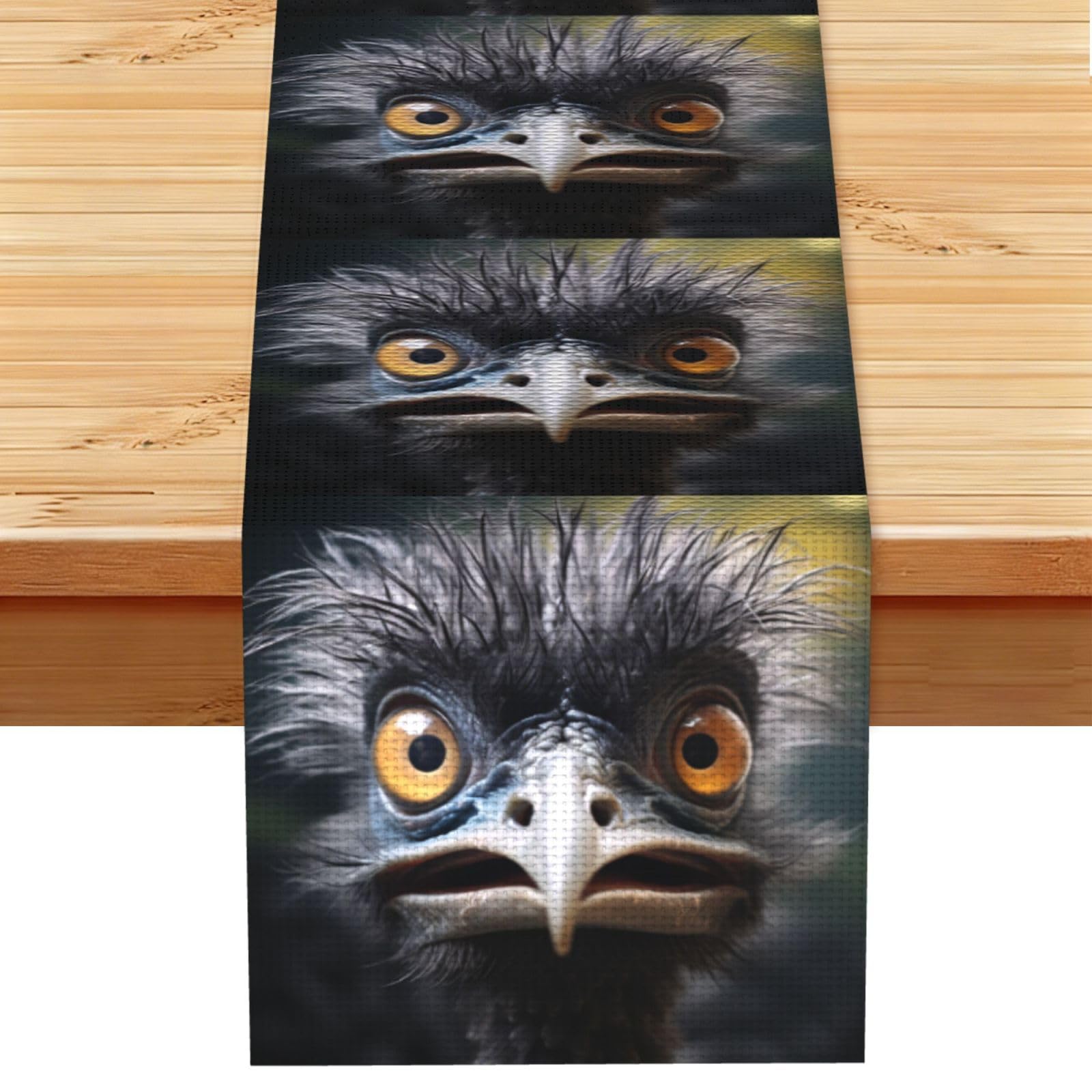Emu Table Runner 13 x 72 Inches Long, Cotton Linen Table Runners for Kitchen Dining Table Decoration - Washable Tablecloth Modern Tablerunner for Home Party Decor