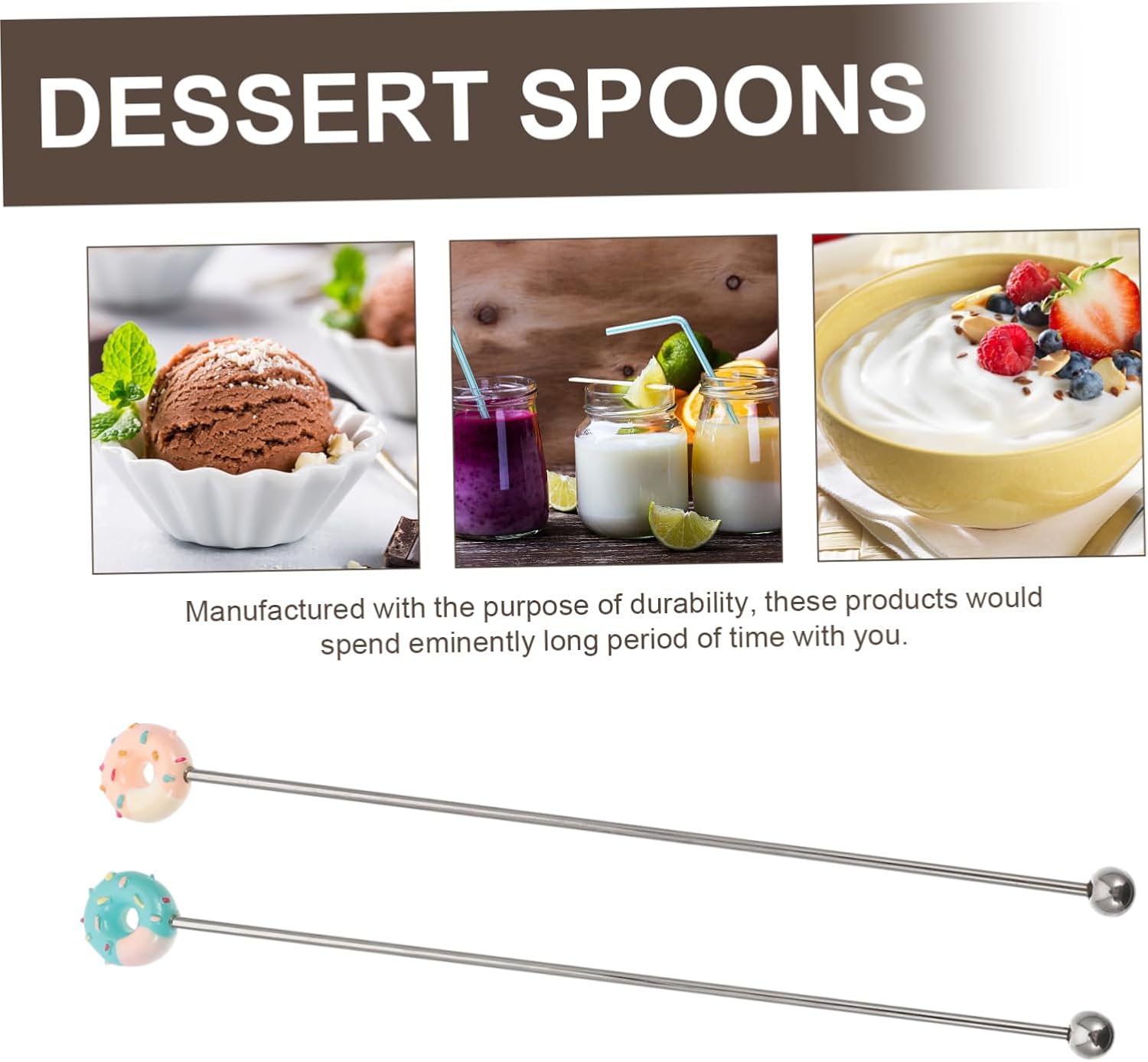 Zerodeko 8pcs Stainless Steel Cocktail Drink Stirrers with Donut Design Stirring Sticks for Coffee Tea and Beverages Reusable and Safe for Drinks