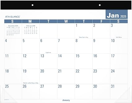 AT-A-GLANCE 2026 Desk Calendar, Monthly, Desk Pad, 21.75&quo