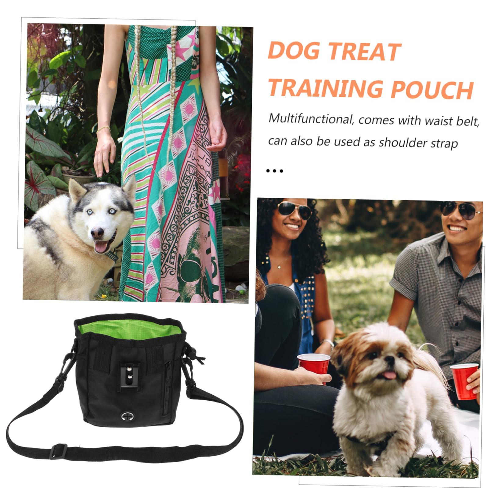 VANZACK Hunde Snackbeutel aus Robustem Material für Leckerlis Snacks Trockenfutter und Spielzeug mit Tragegurt Pfeife und Clicker für Training für Gassi-gänge