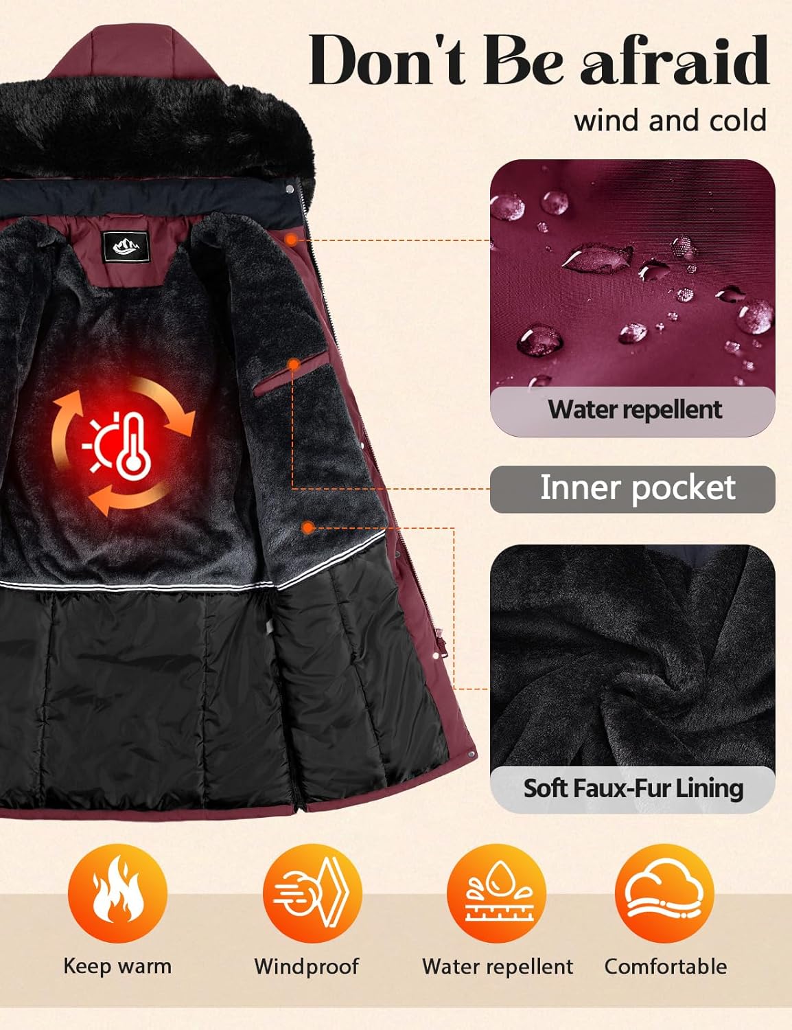 Long Winter Puffer Coat for Women Warm Winter Faux Fur Jacket with Detachable Hood Maxi Length Zipper Outerwear - Image 4