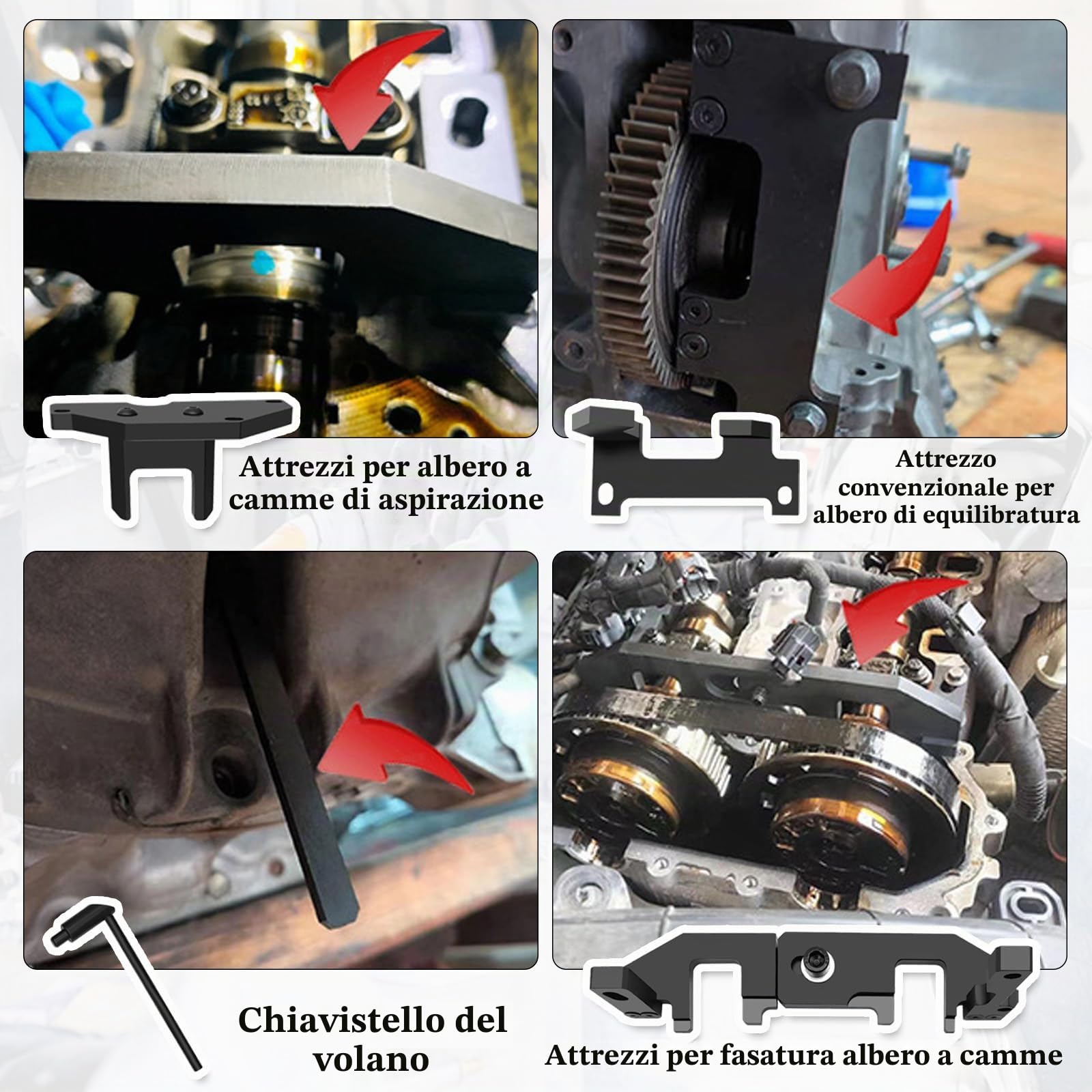Attrezzo per Cinghia di Distribuzione Del Motore, Set di Strumenti per La Regolazione del Motore Compatibile per Citroën, Opel, PSA, Peugeot 1.0 VTi 1.2 VTi 108 208 308 2008, OEM 0109-2A, 0109-2B