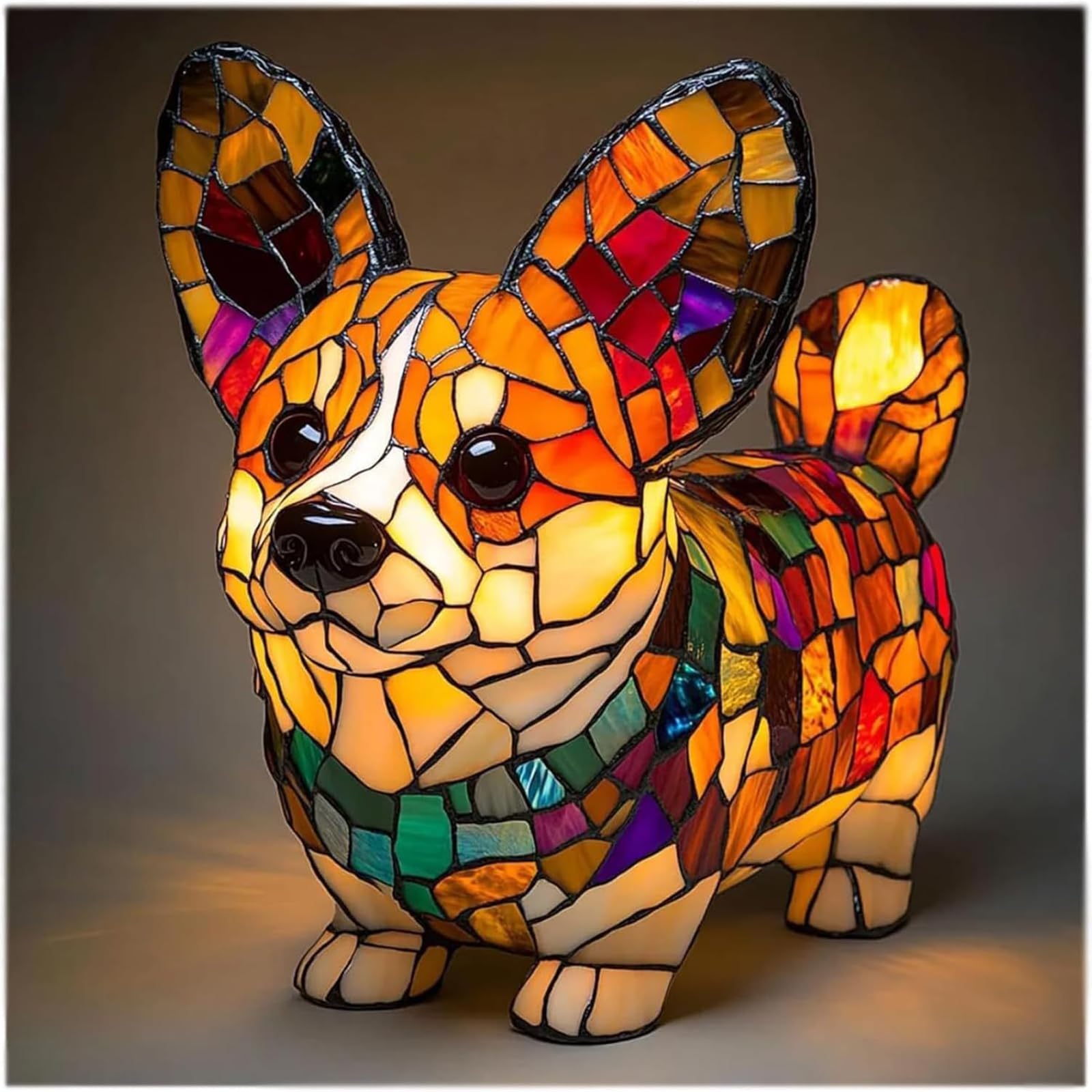 XIAOGUDONG Led Cat And Dog Series Art Night Light, Animal Style Resin Table Lamp, Art Coloured Animal Figurine, Vintage Animal Home Decor Resin Lamp, Fun Gift for Dog Lovers,25