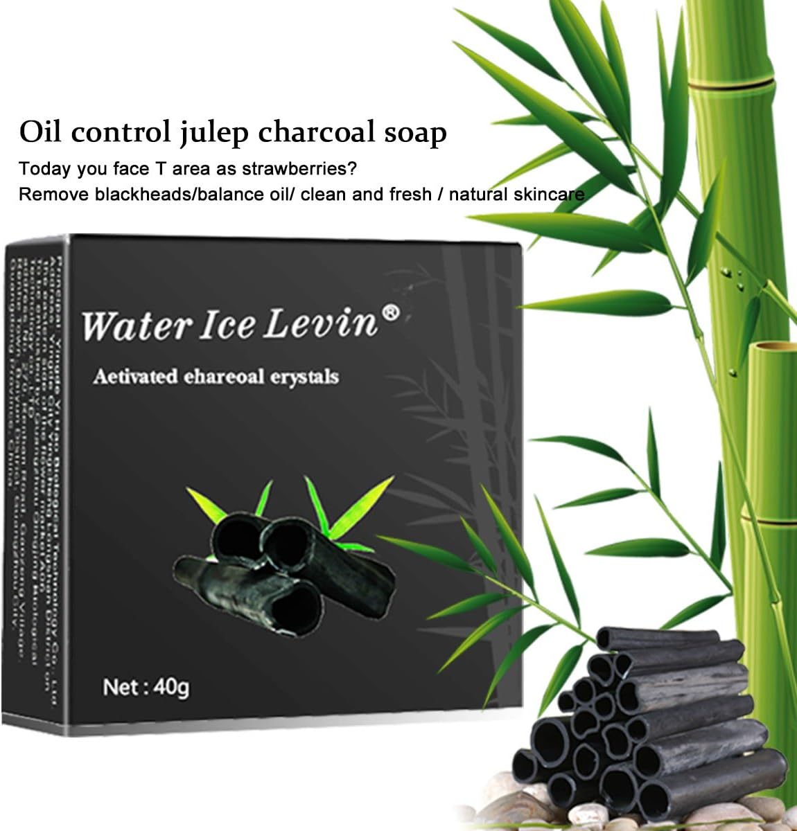 HJR Activated Bamboo Charcoal Natural Handmade Soap, Face Body Cleanser ,Oil Control Blackhead Clean, Benefits All Types Of Skin