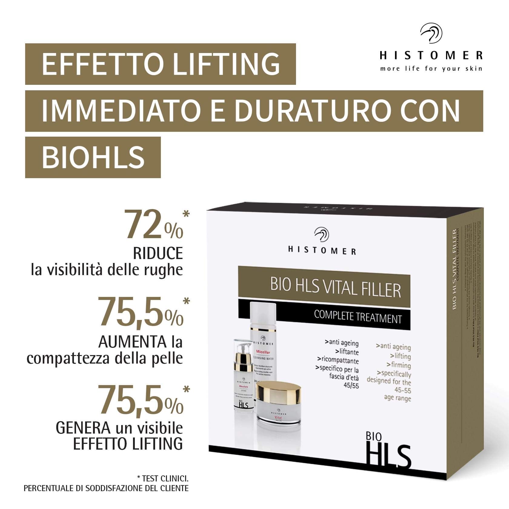 Histomer Kit Trattamento Lifting Viso Anti-Età Bio HLS Vital Filler | Pelli Mature 45-55 Anni, con Crema Viso 24h, Siero Lifting e Acqua Micellare Struccante Viso e Occhi