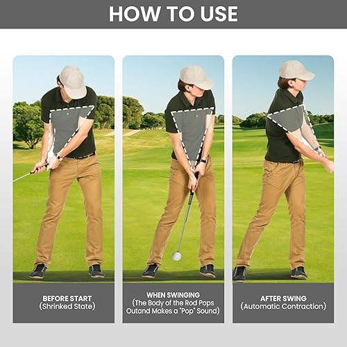 Miniatura 6 de FINGER TEN Golf Swing Trainer Aid Grip Trainer Training Equipment Lightweight Stretchable Practice Rod Portable Speed Ergonomic Grip for Right