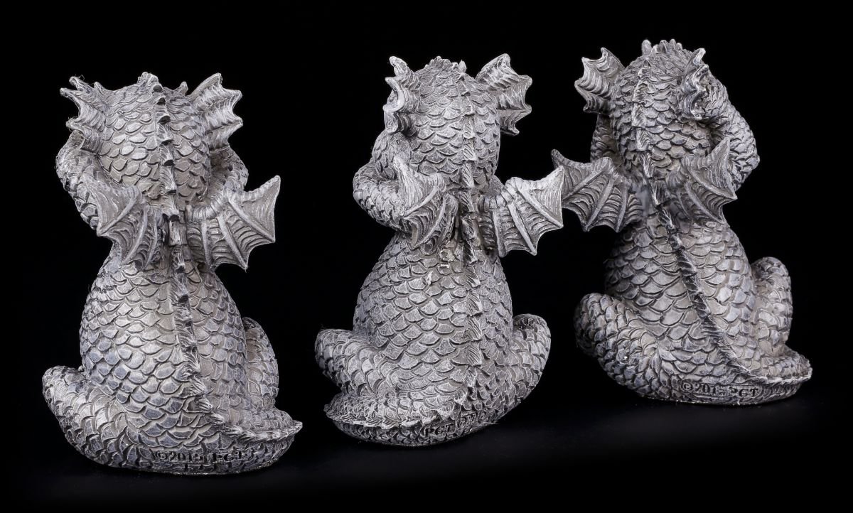 Niedliche Drachen Figuren 3er Set - Nichts böses sehen hören sprechen - Deko